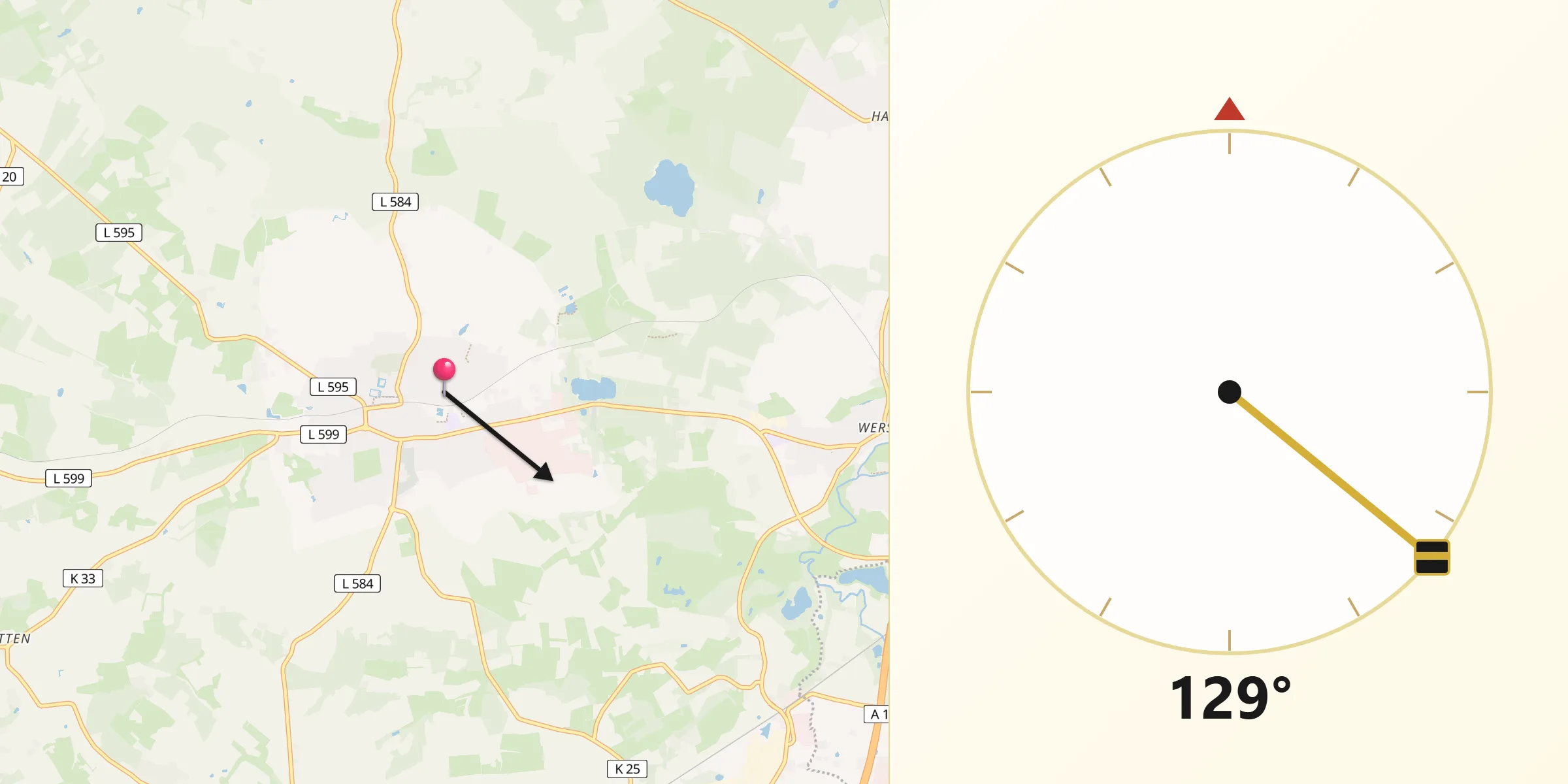 Qibla-Richtung von Westerkappeln