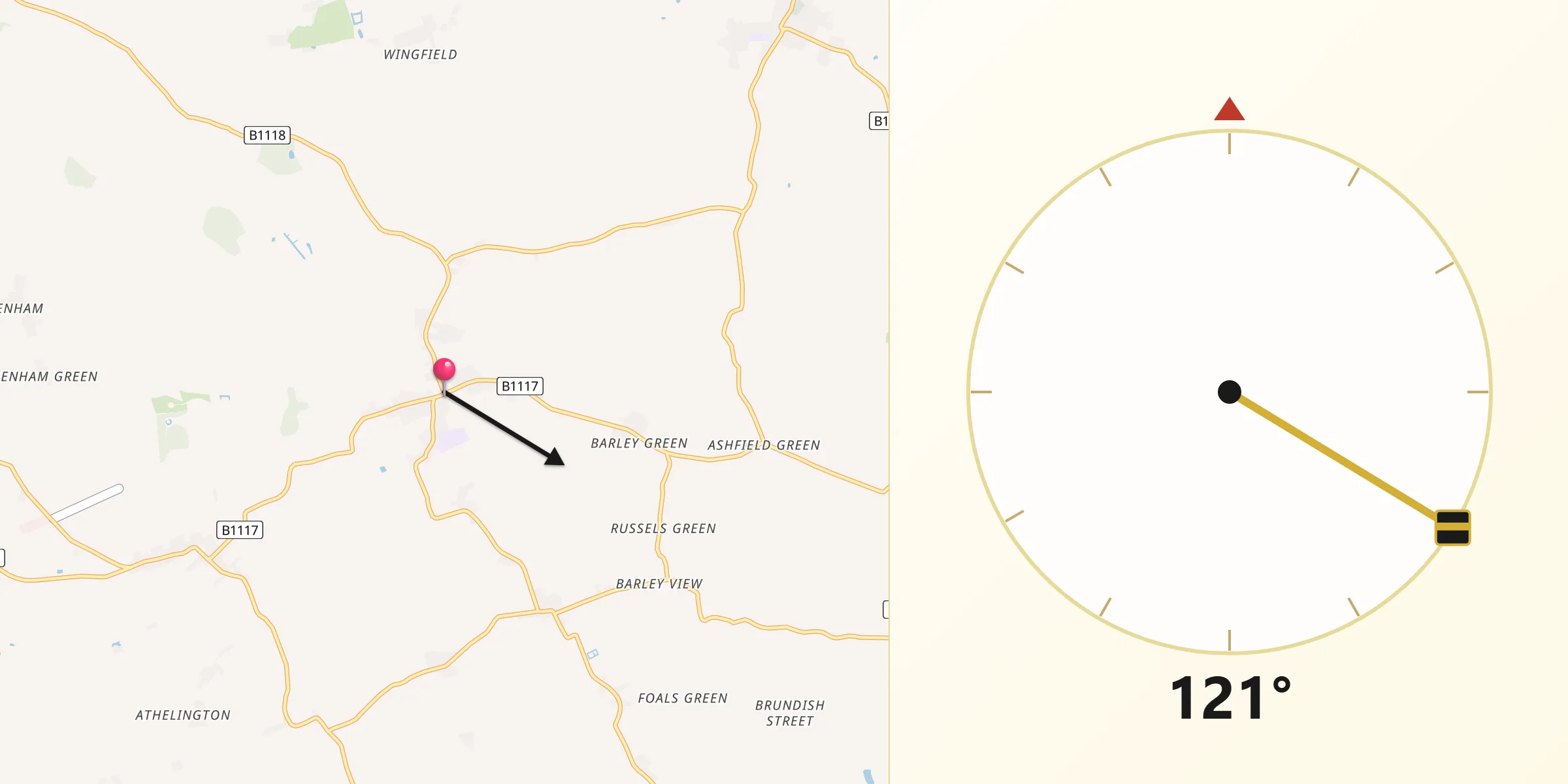 Qibla Direction from Stradbroke