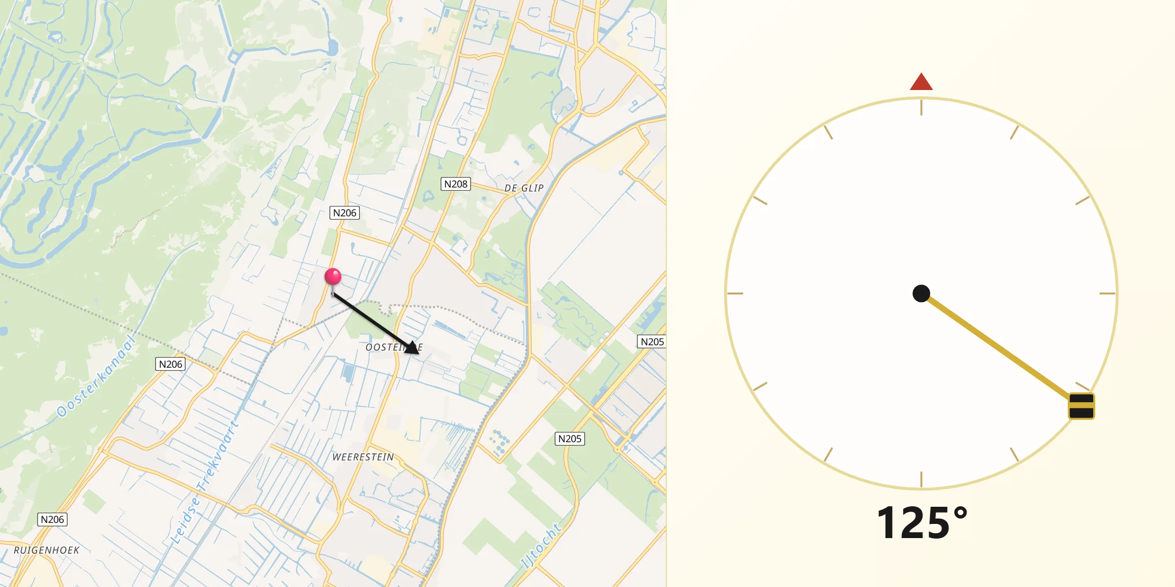 Qibla Richting vanaf Vogelenzang