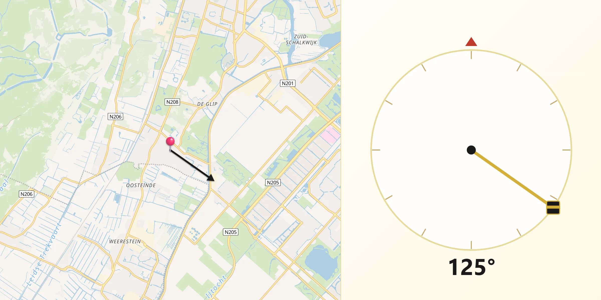 Qibla Richting vanaf Bennebroek