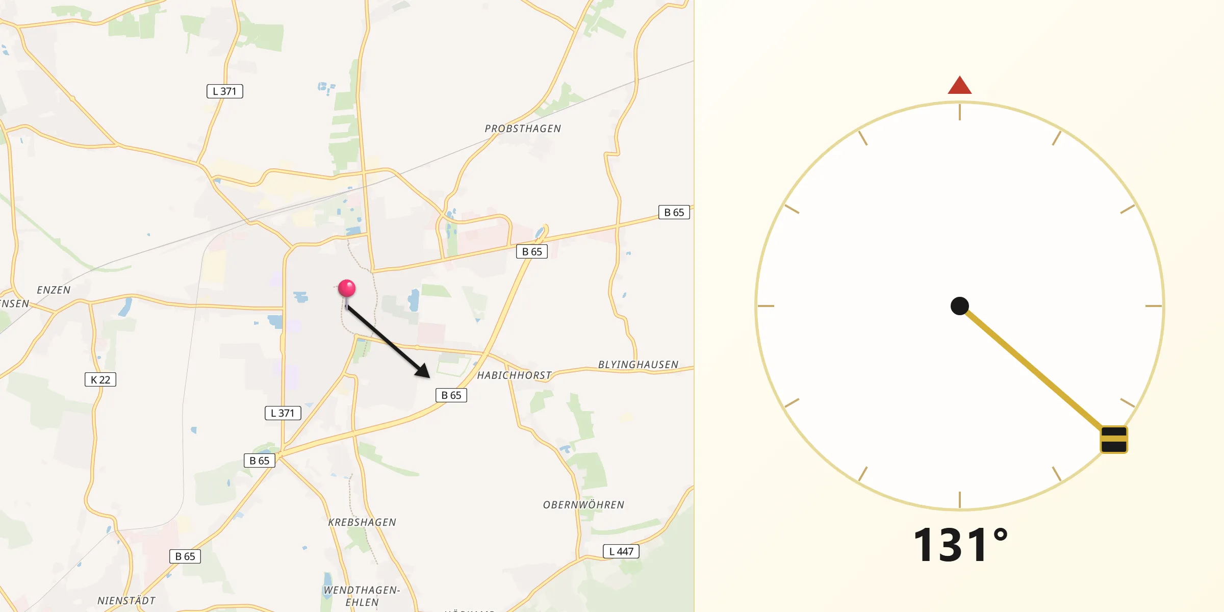 Qibla-Richtung von Stadthagen