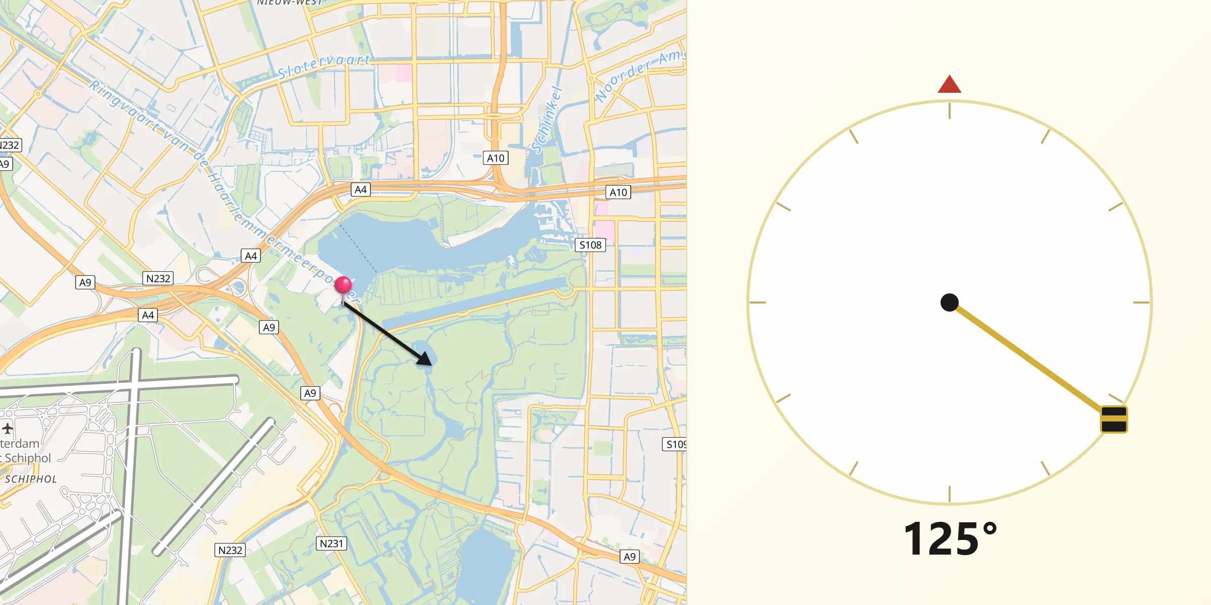 Qibla Richting vanaf Nieuwe Meer