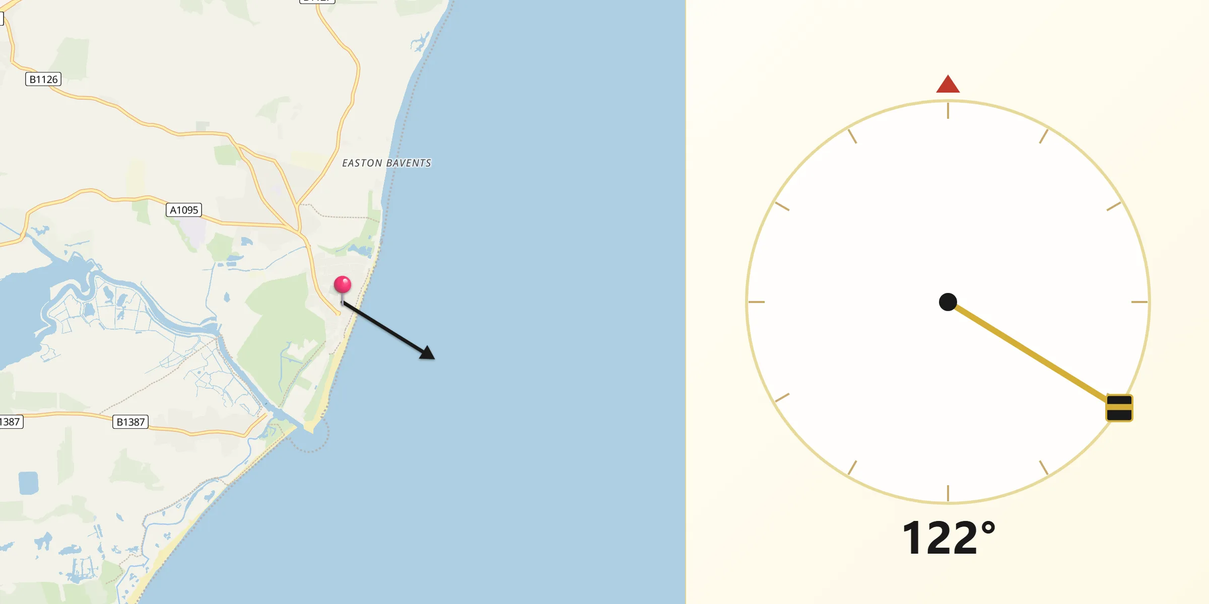 Qibla Direction from Southwold