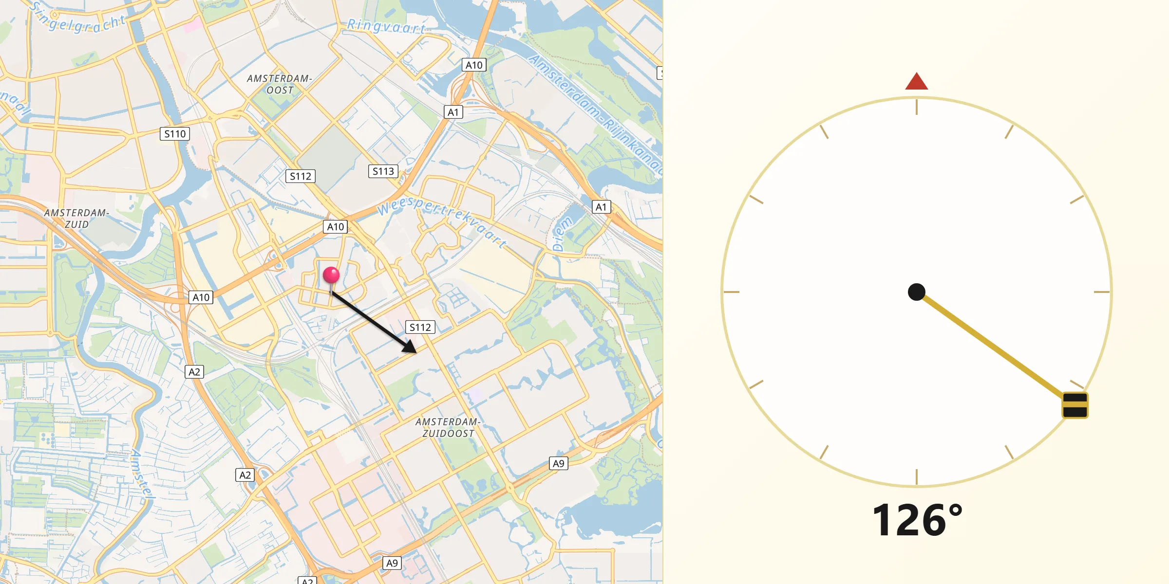 Qibla Richting vanaf Duivendrecht