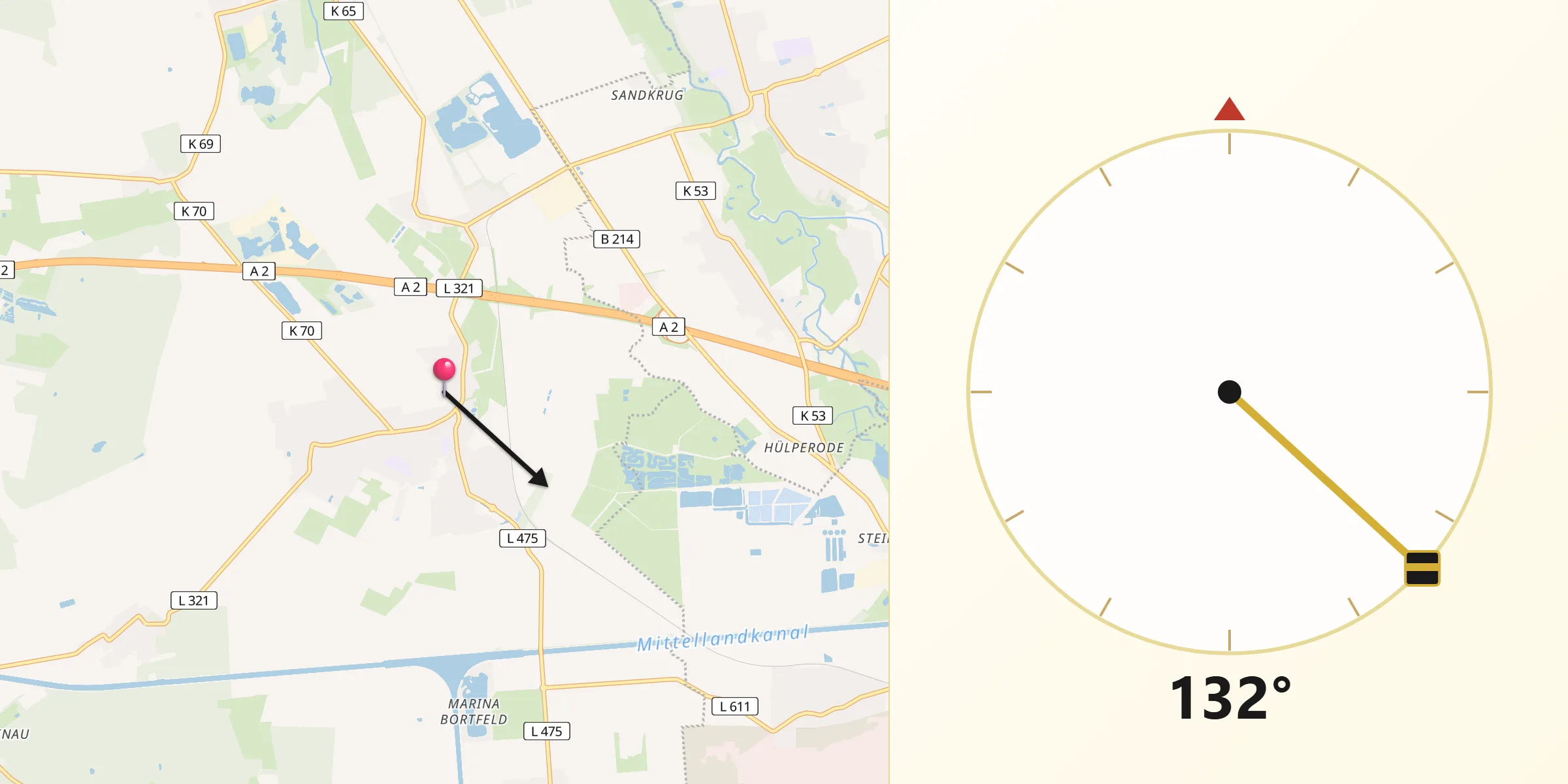 Qibla-Richtung von Wendeburg