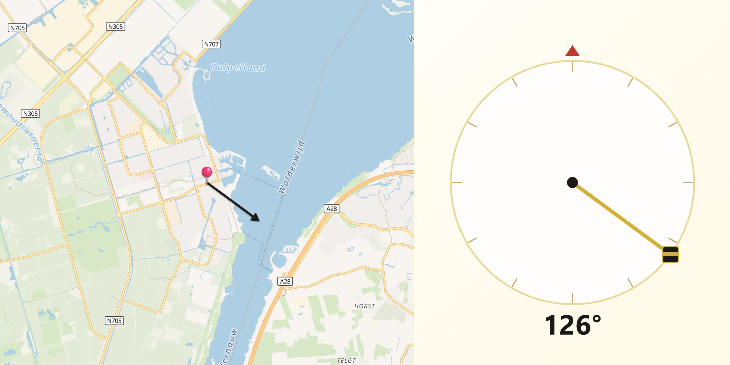 Qibla Richting vanaf Zeewolde