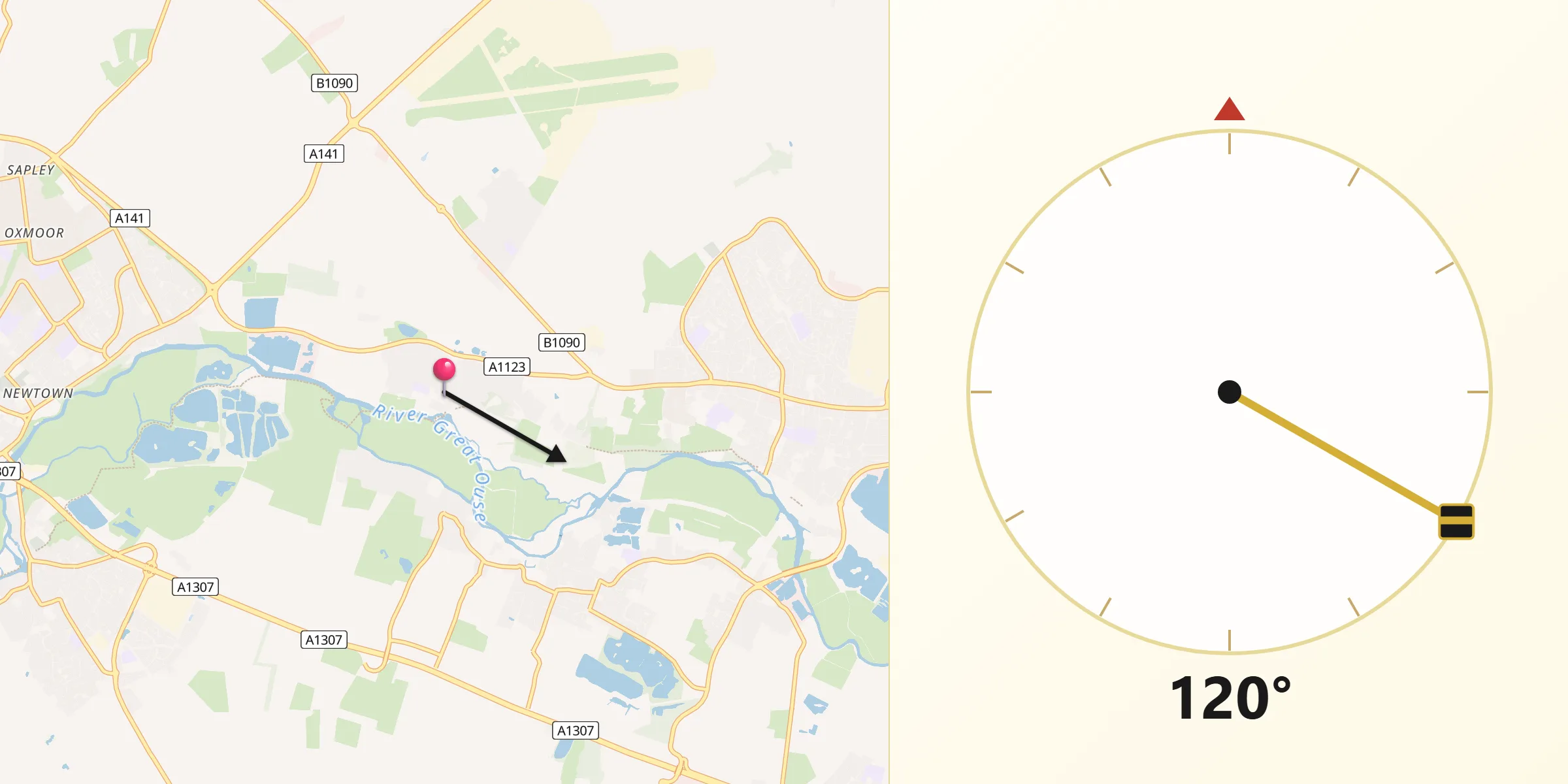 Qibla Direction from Houghton