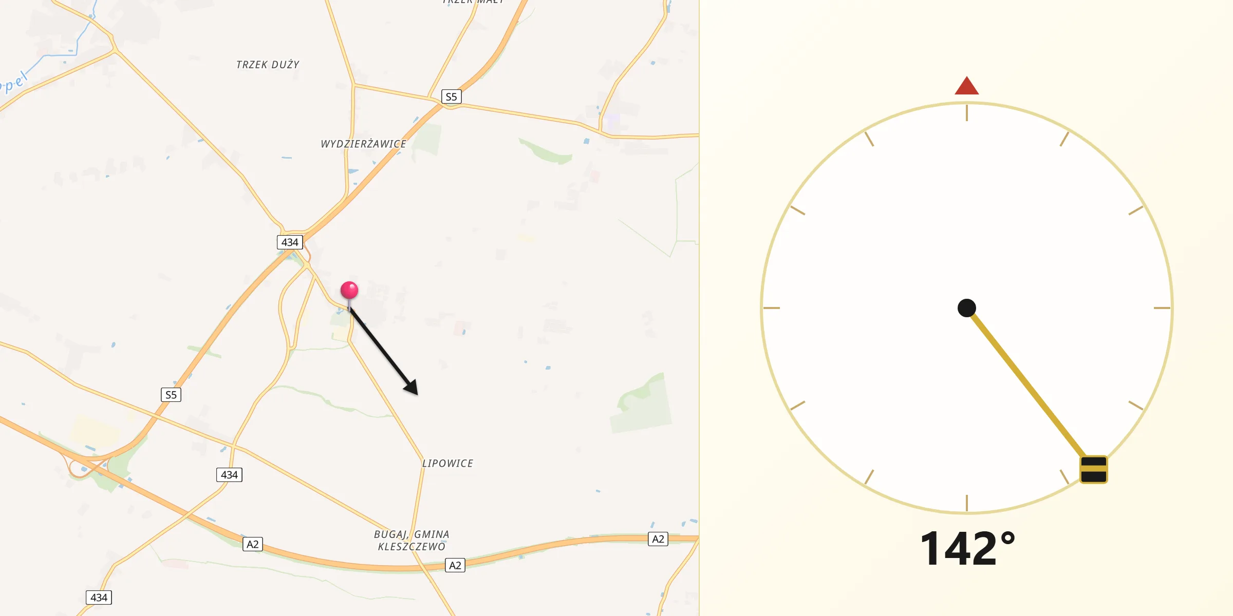 Kierunek Qibla z Kleszczewo