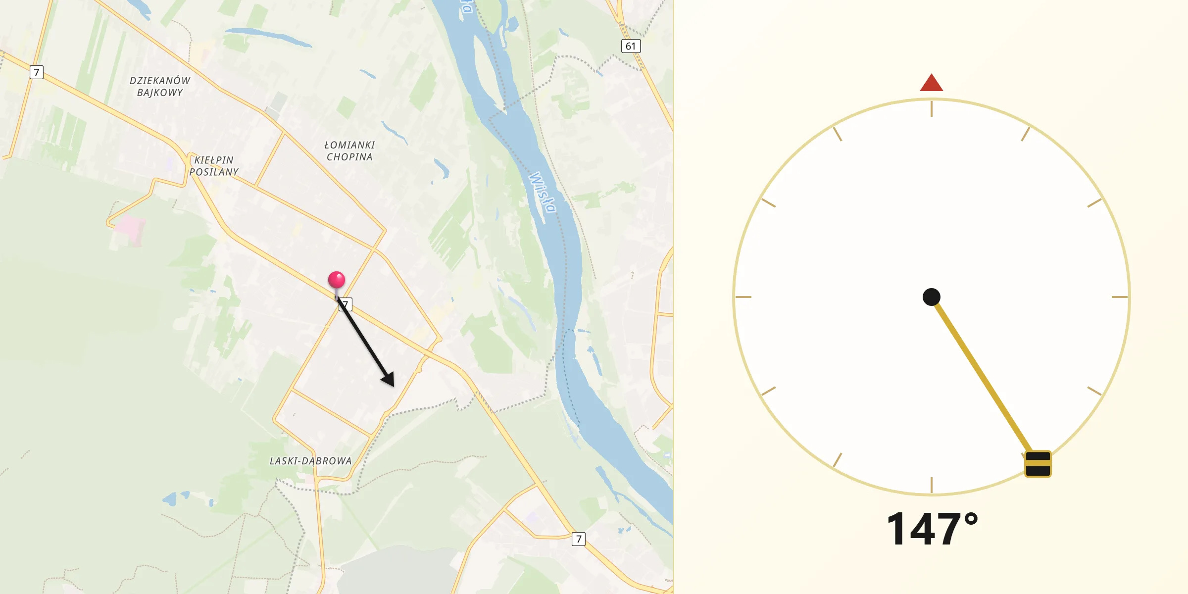 Kierunek Qibla z Łomianki