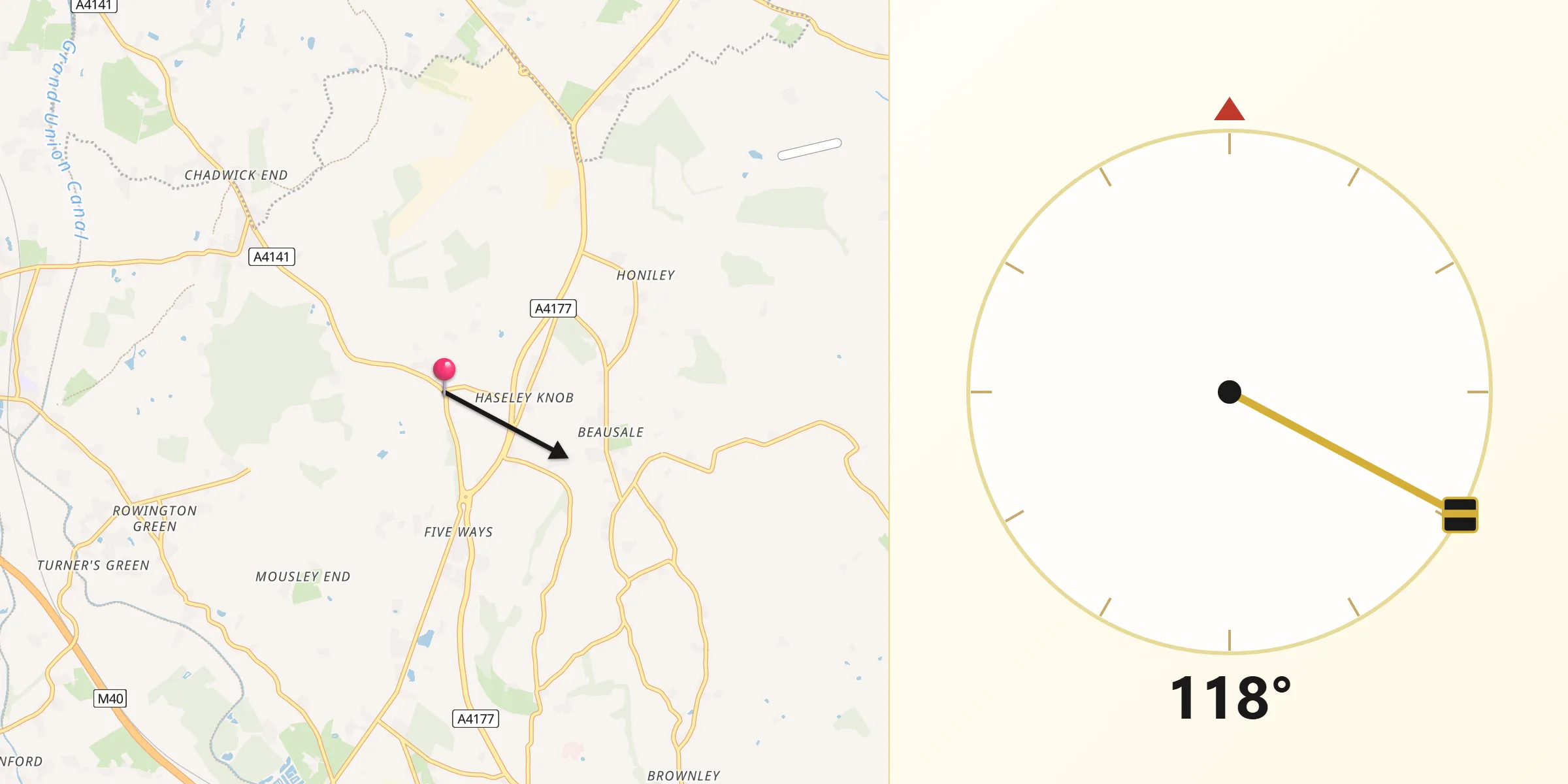 Qibla Direction from Wroxall