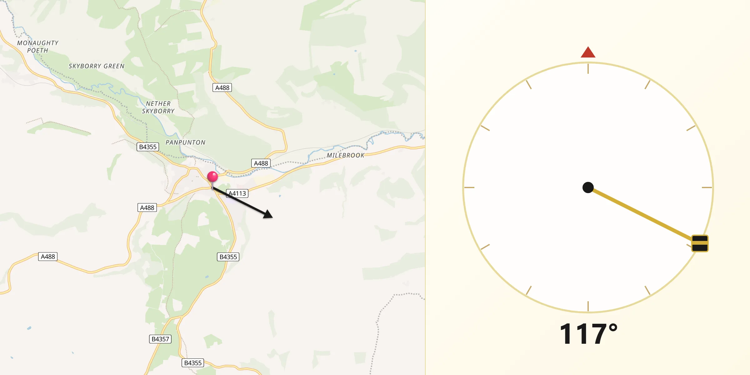 Qibla Direction from Knighton