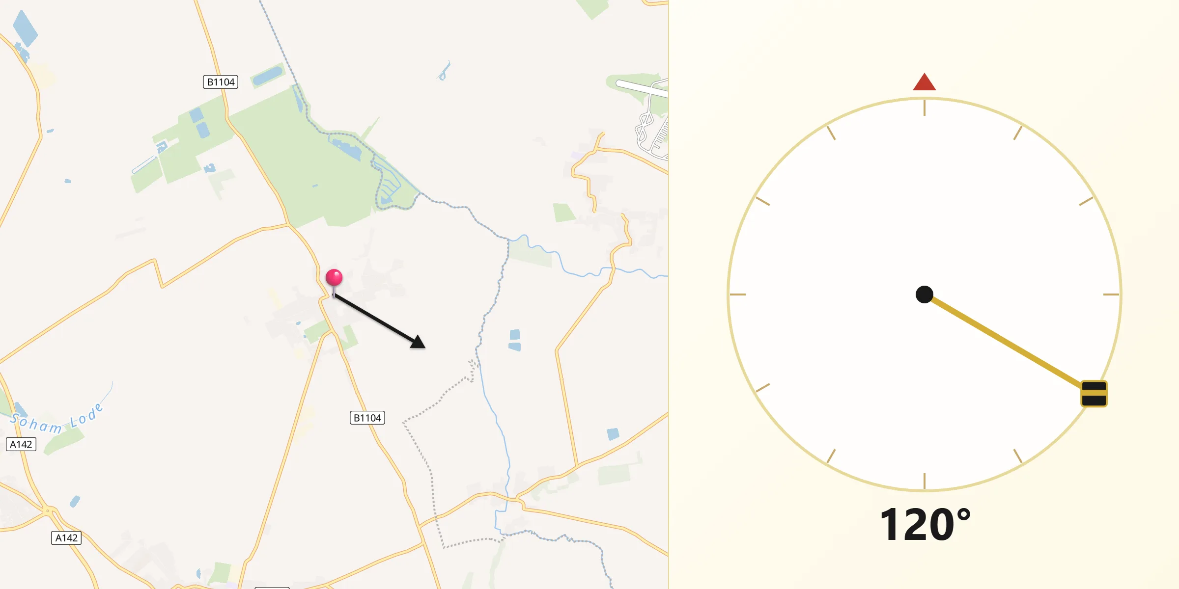 Qibla Direction from Isleham