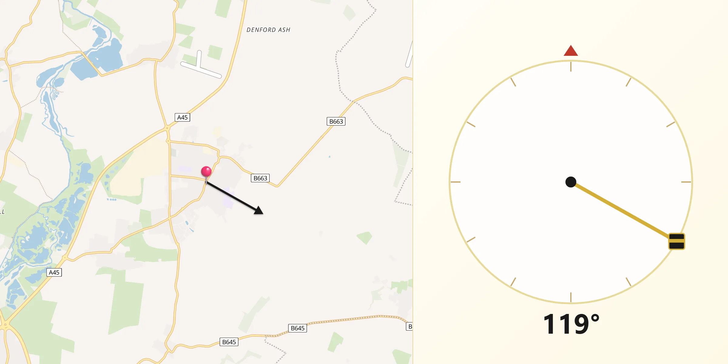 Qibla Direction from Raunds