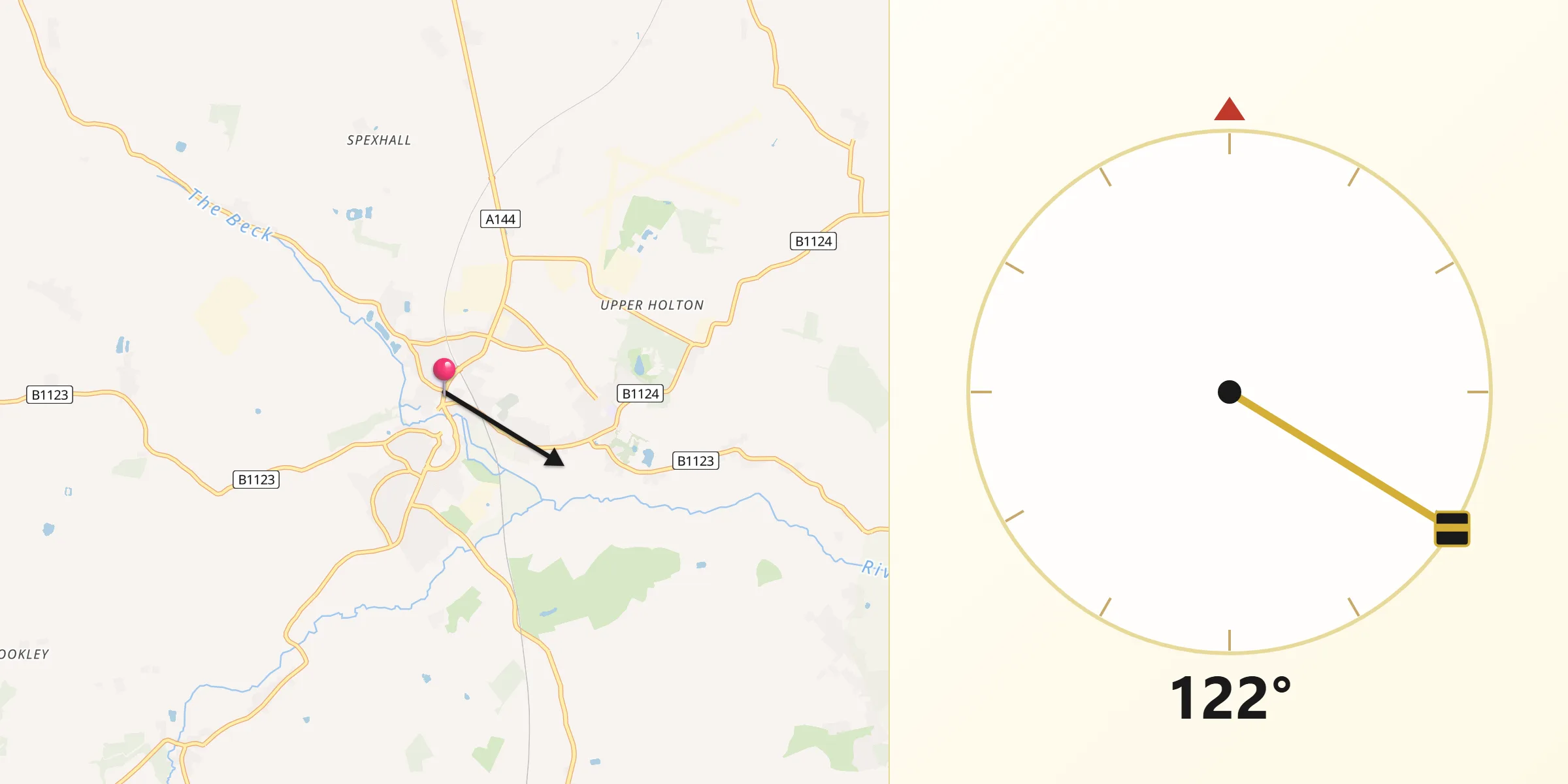 Qibla Direction from Halesworth