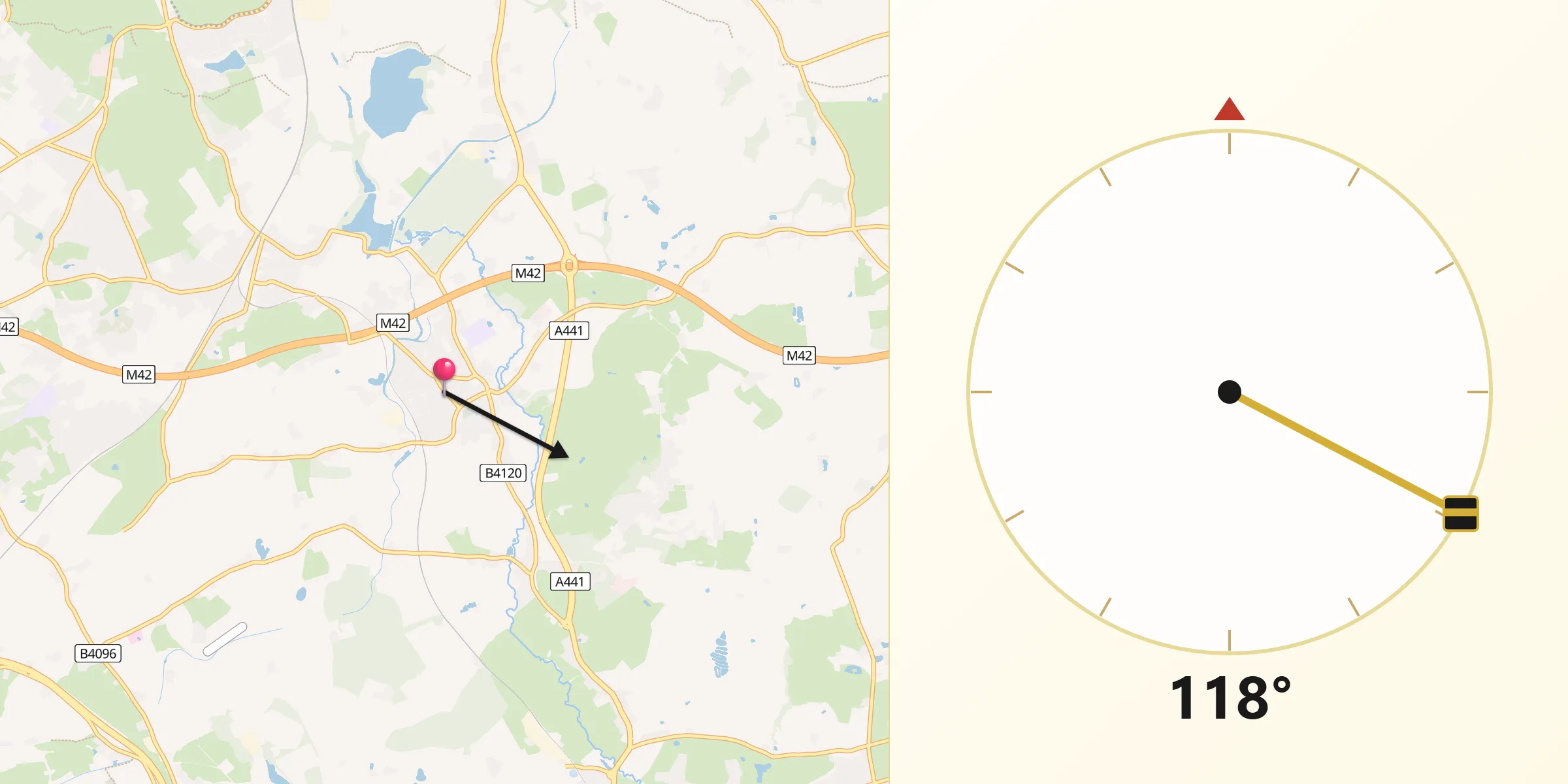 Qibla Direction from Alvechurch