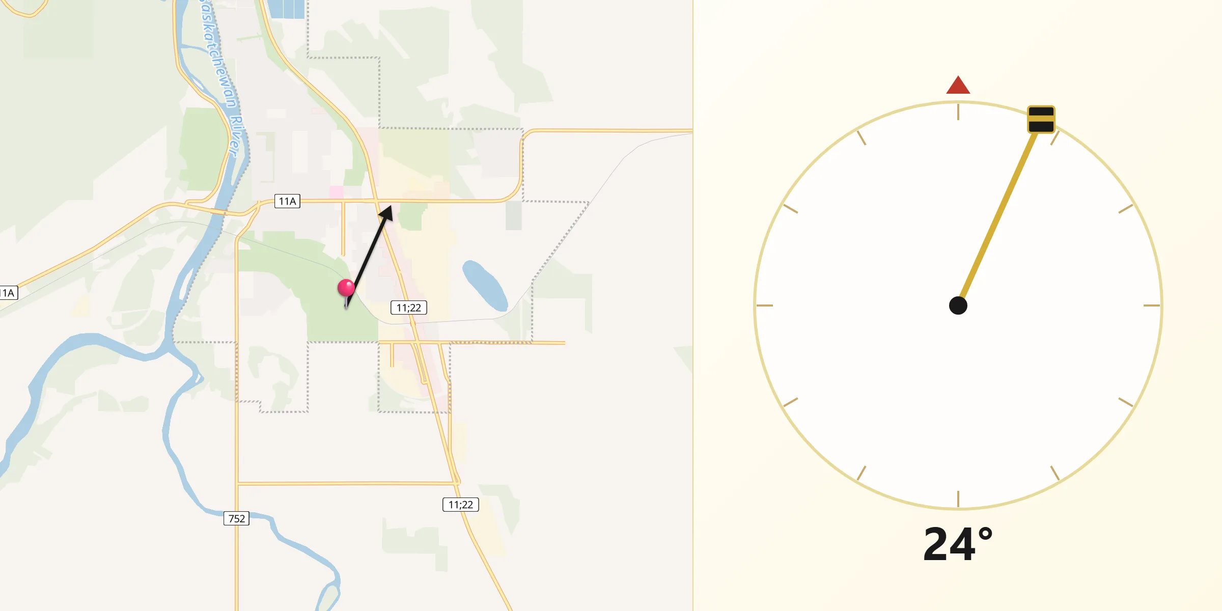 Qibla Direction from Rocky Mountain House