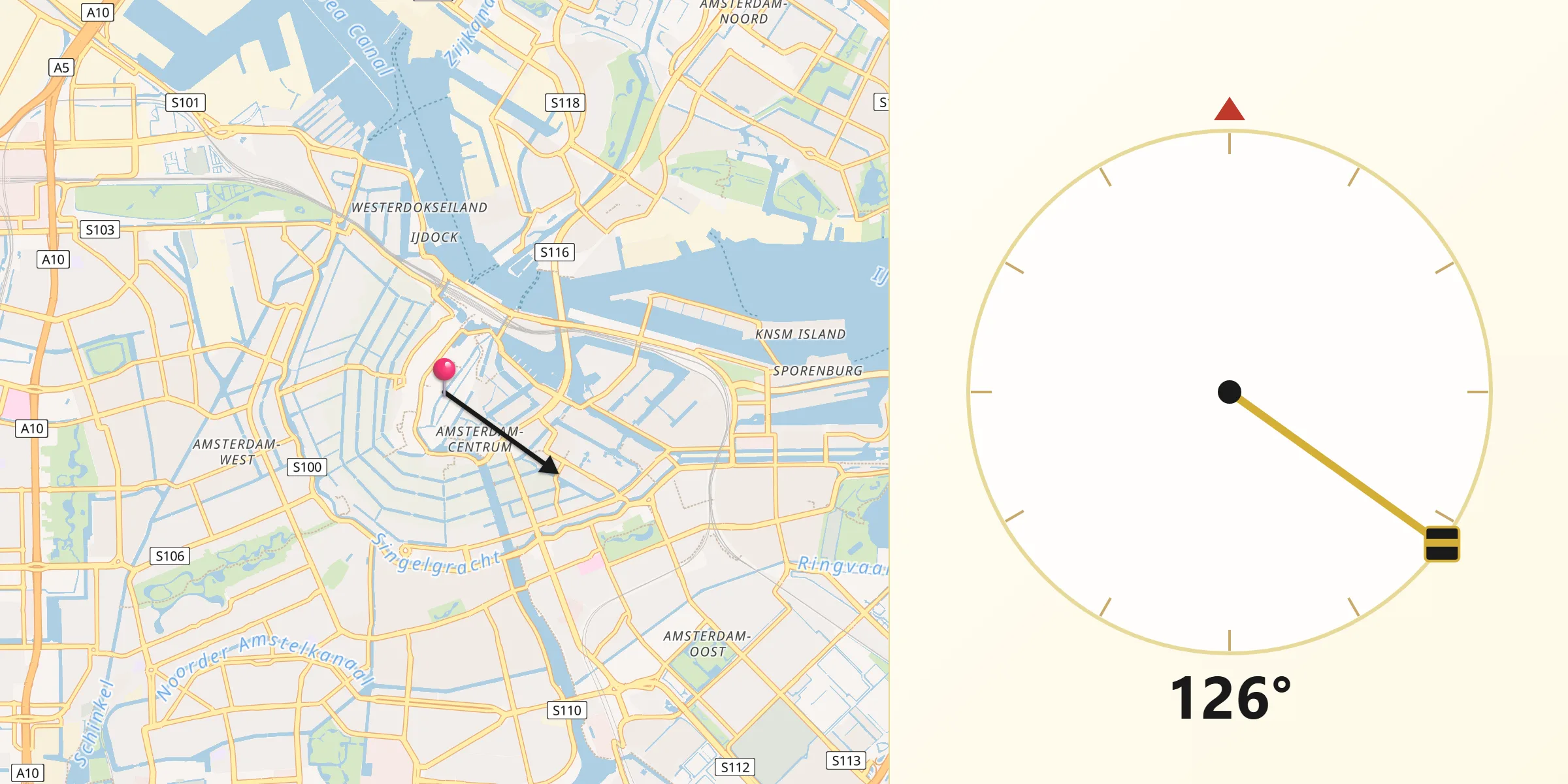 Qibla Richting vanaf Binnenstad