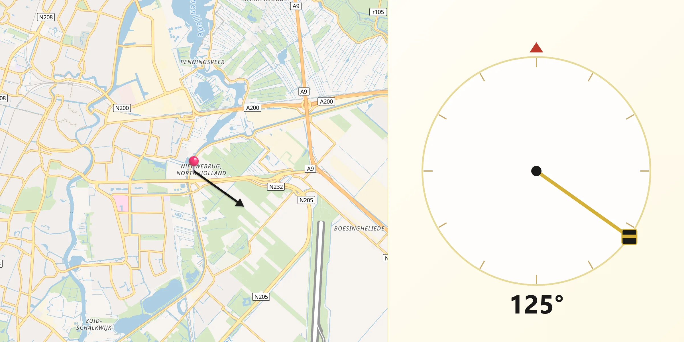 Qibla Richting vanaf Nieuwebrug