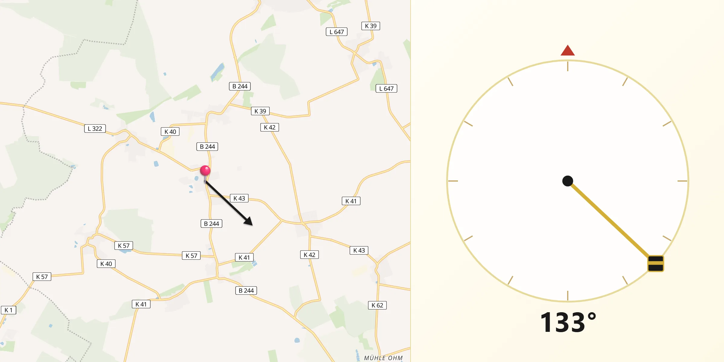 Qibla-Richtung von Groß Twülpstedt