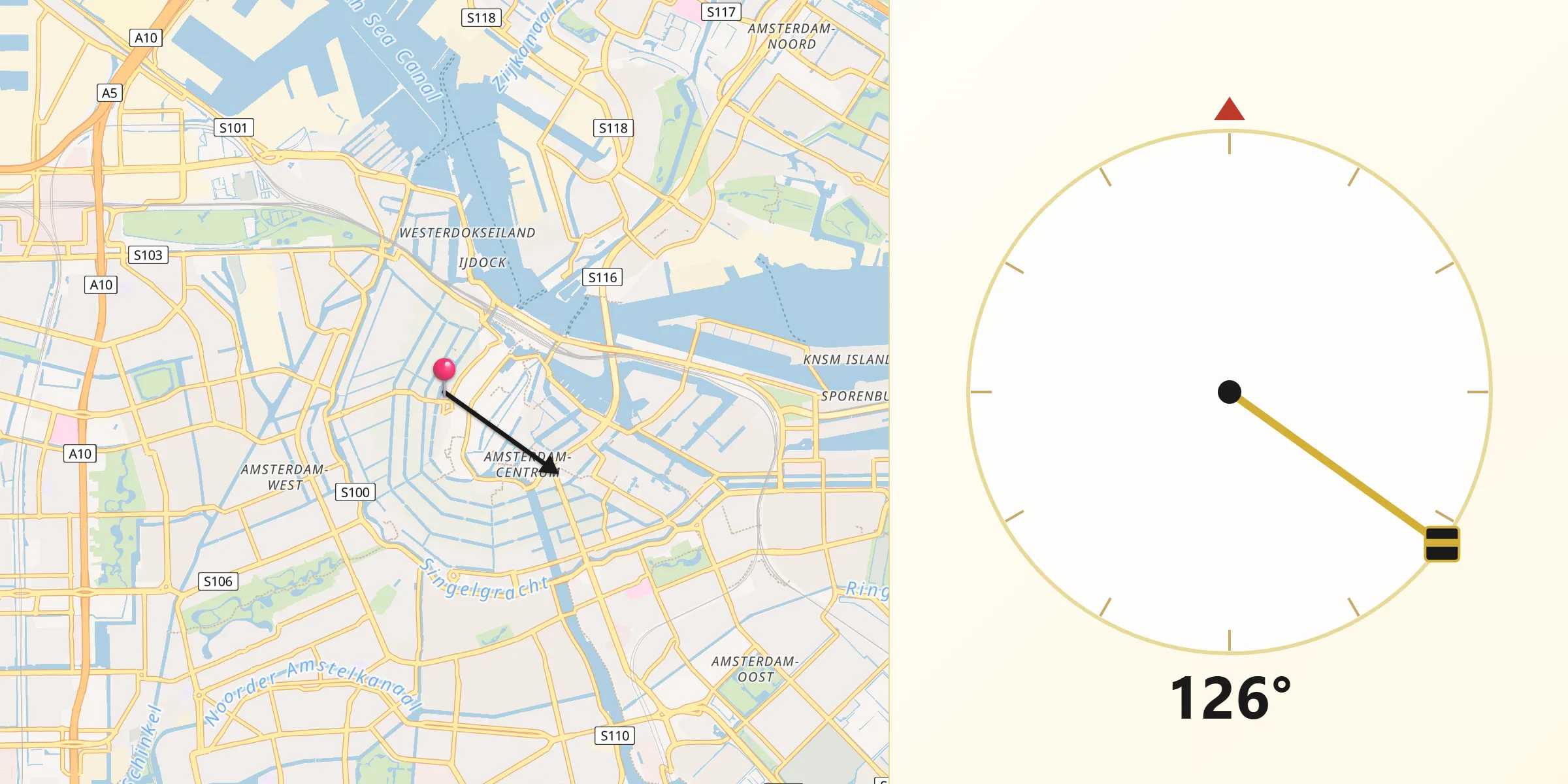 Qibla Richting vanaf Amsterdam