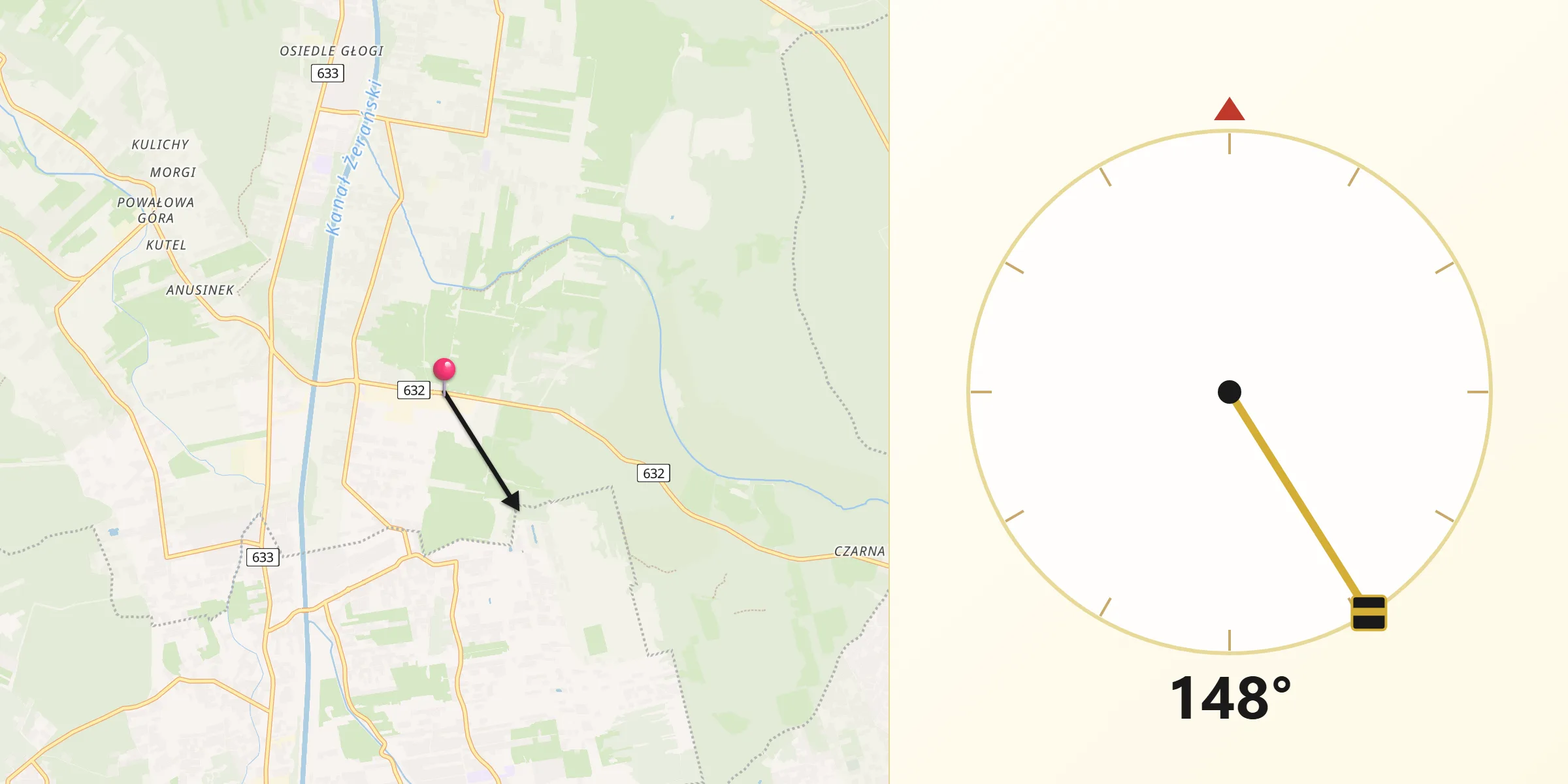 Kierunek Qibla z Stanisławów Pierwszy