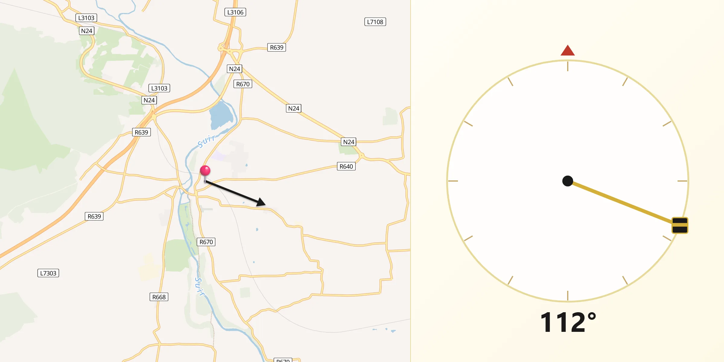 Qibla Direction from Cahir