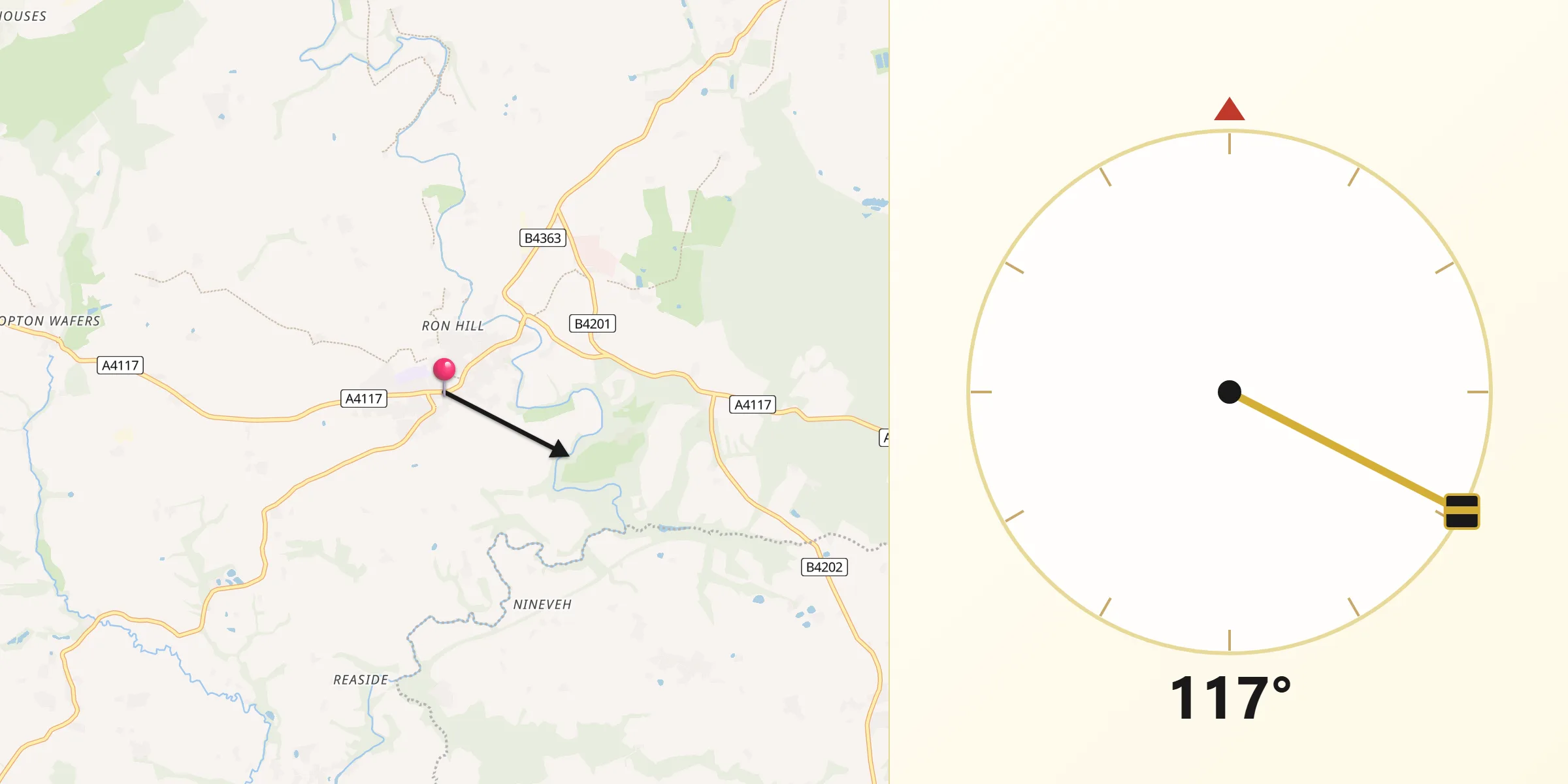 Qibla Direction from Cleobury Mortimer