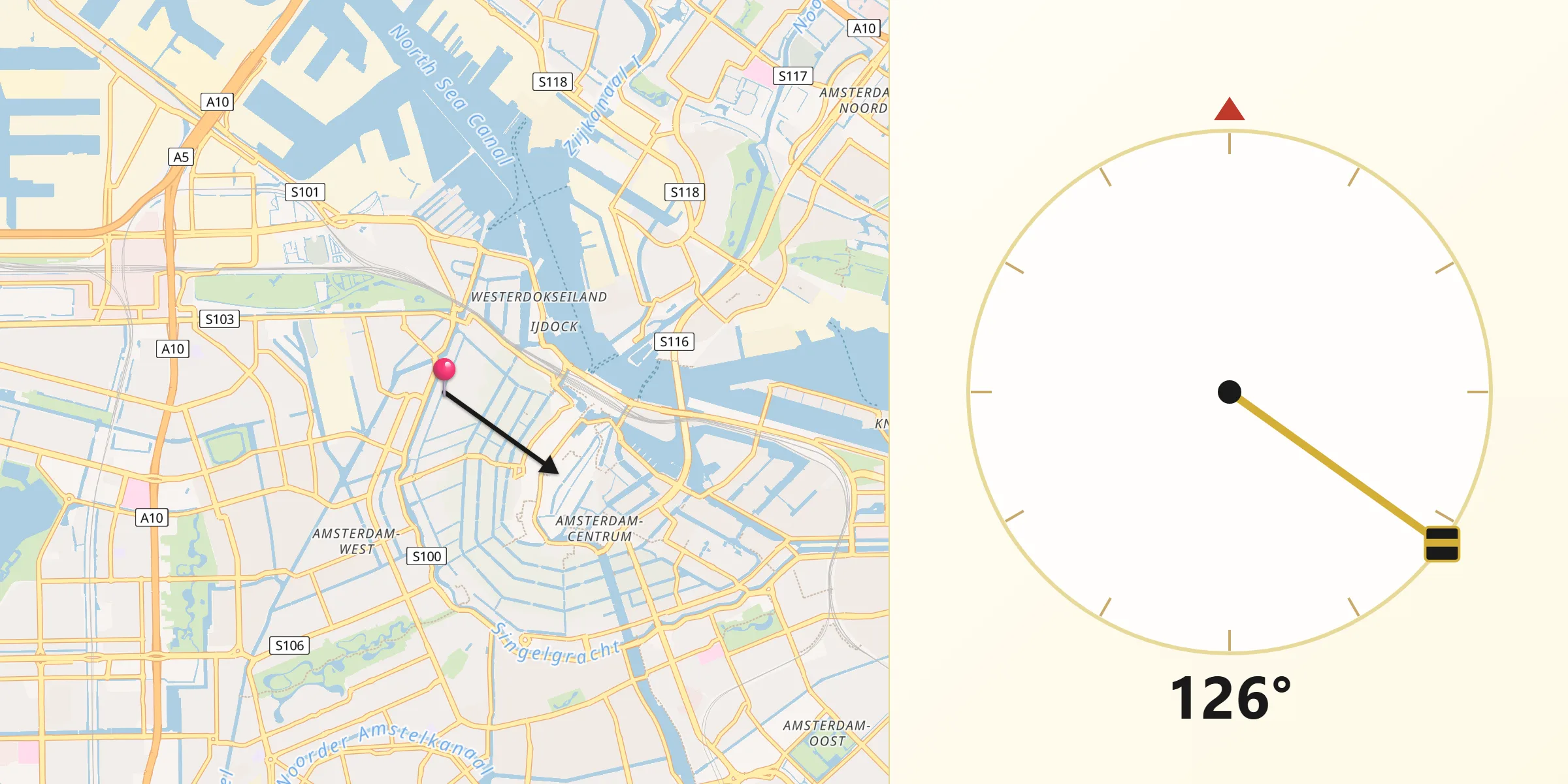 Qibla Richting vanaf Jordaan