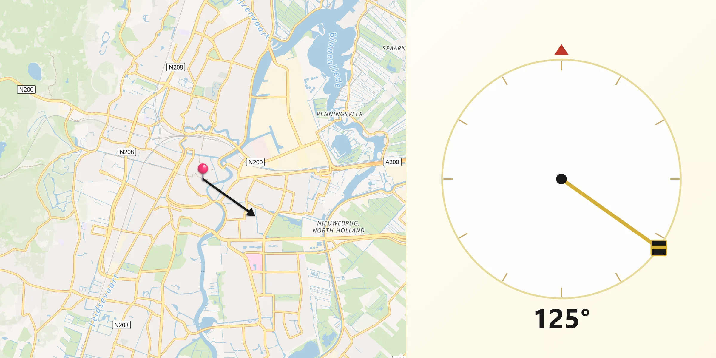 Qibla Richting vanaf Haarlem