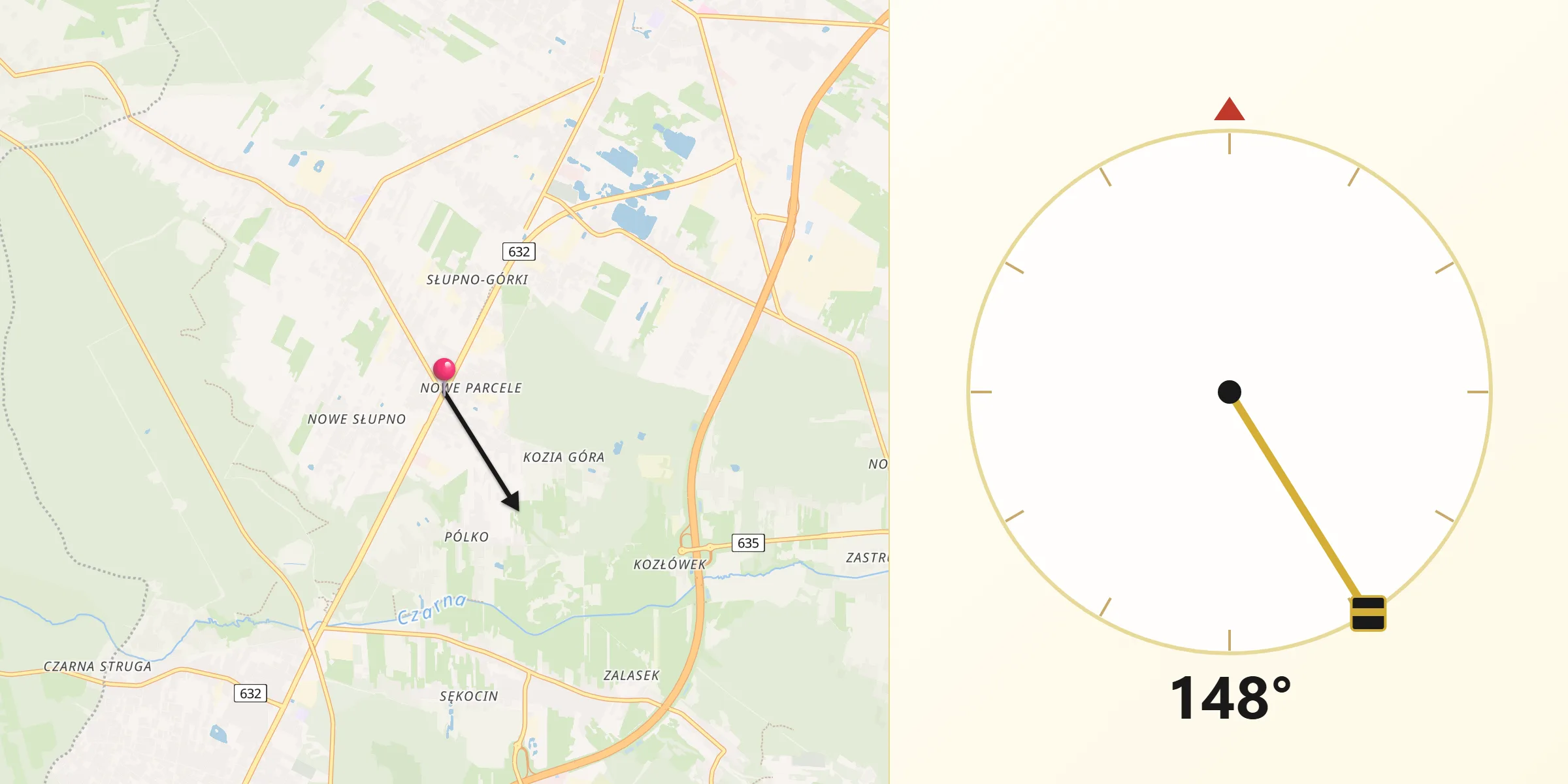 Kierunek Qibla z Słupno