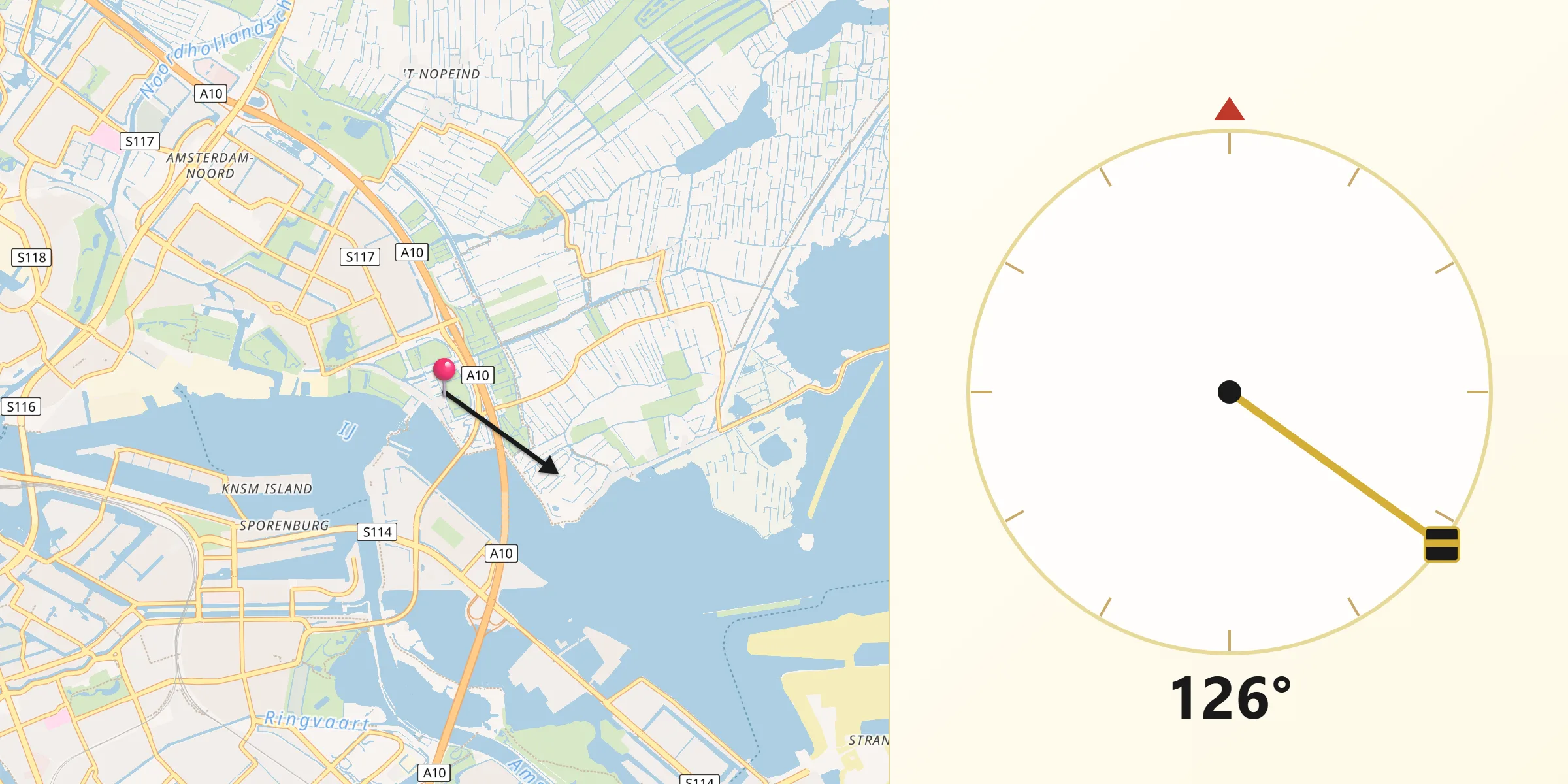 Qibla Richting vanaf Schellingwoude