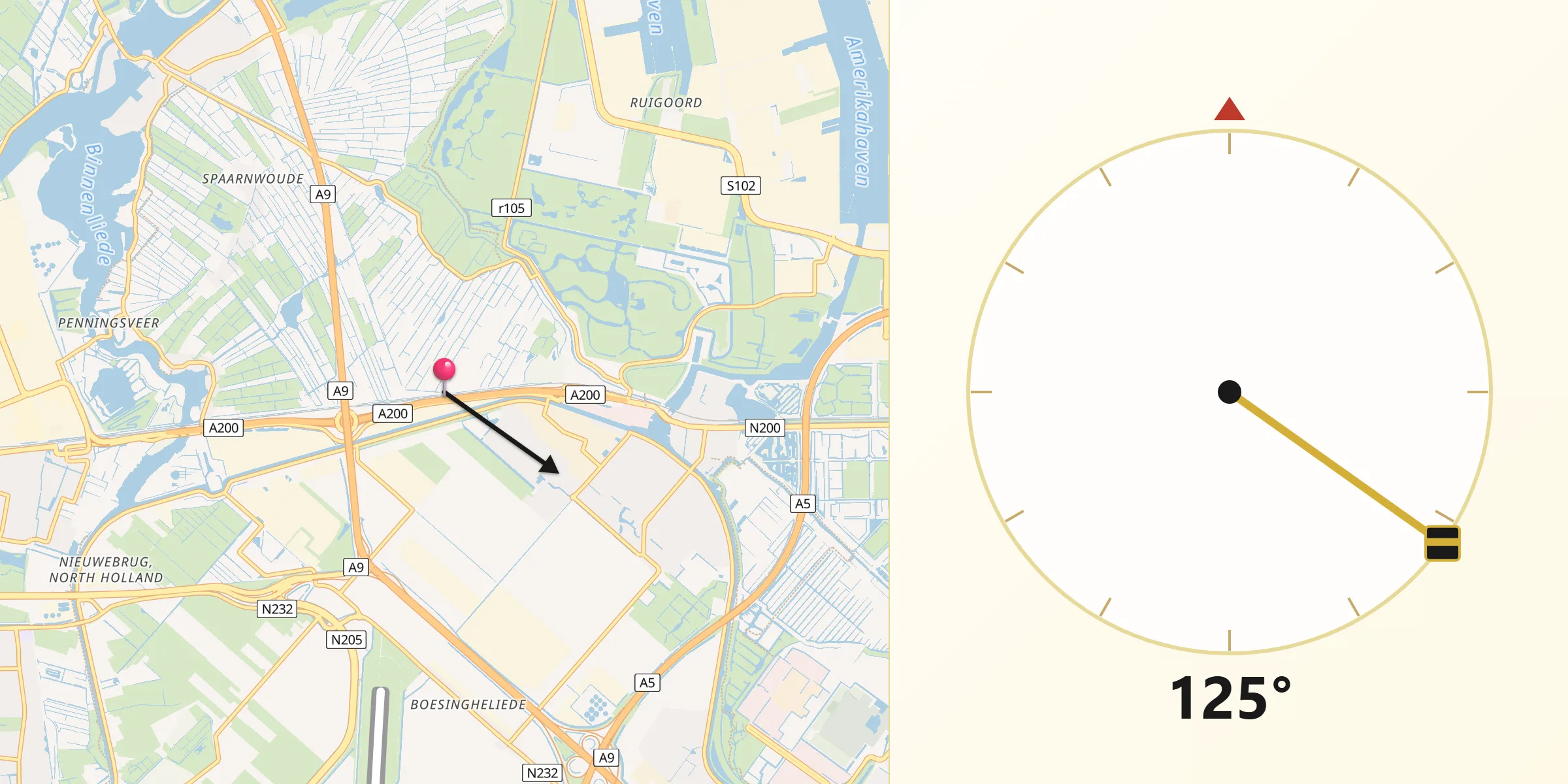 Qibla Richting vanaf Vinkebrug