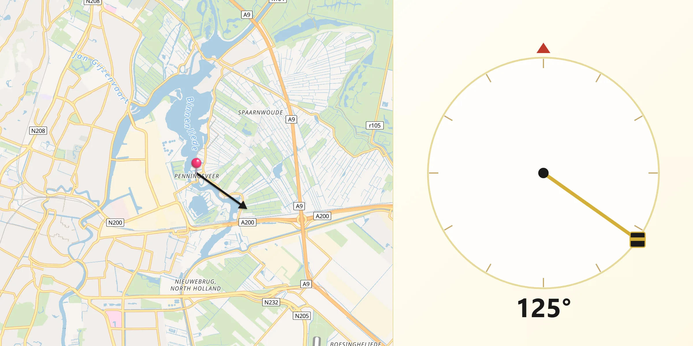 Qibla Richting vanaf Penningsveer