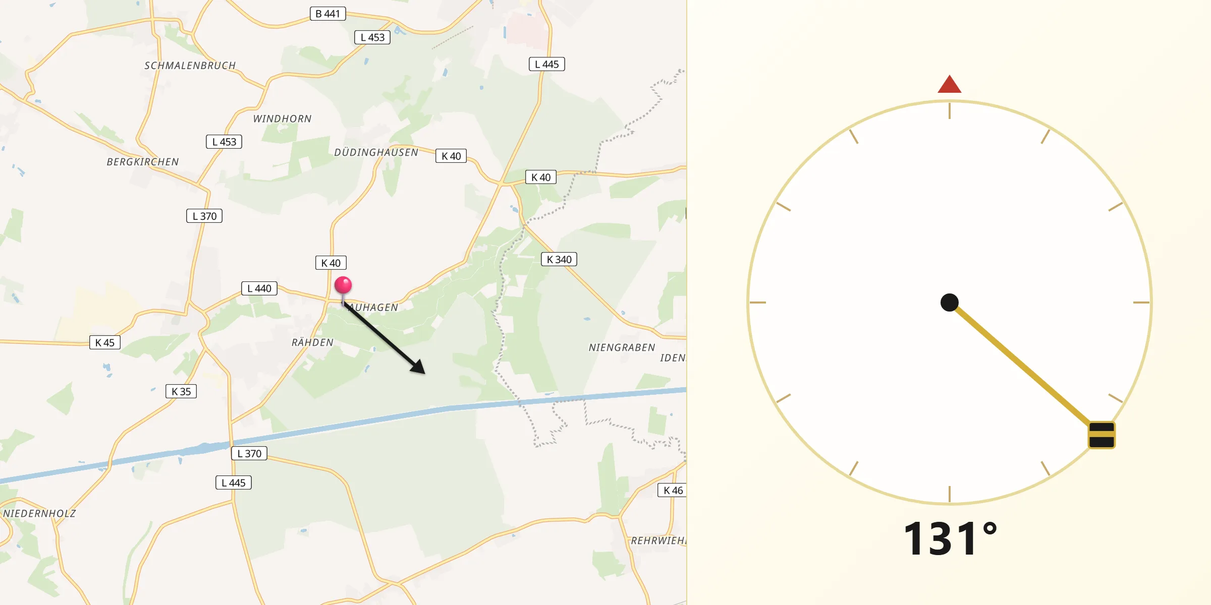 Qibla-Richtung von Auhagen