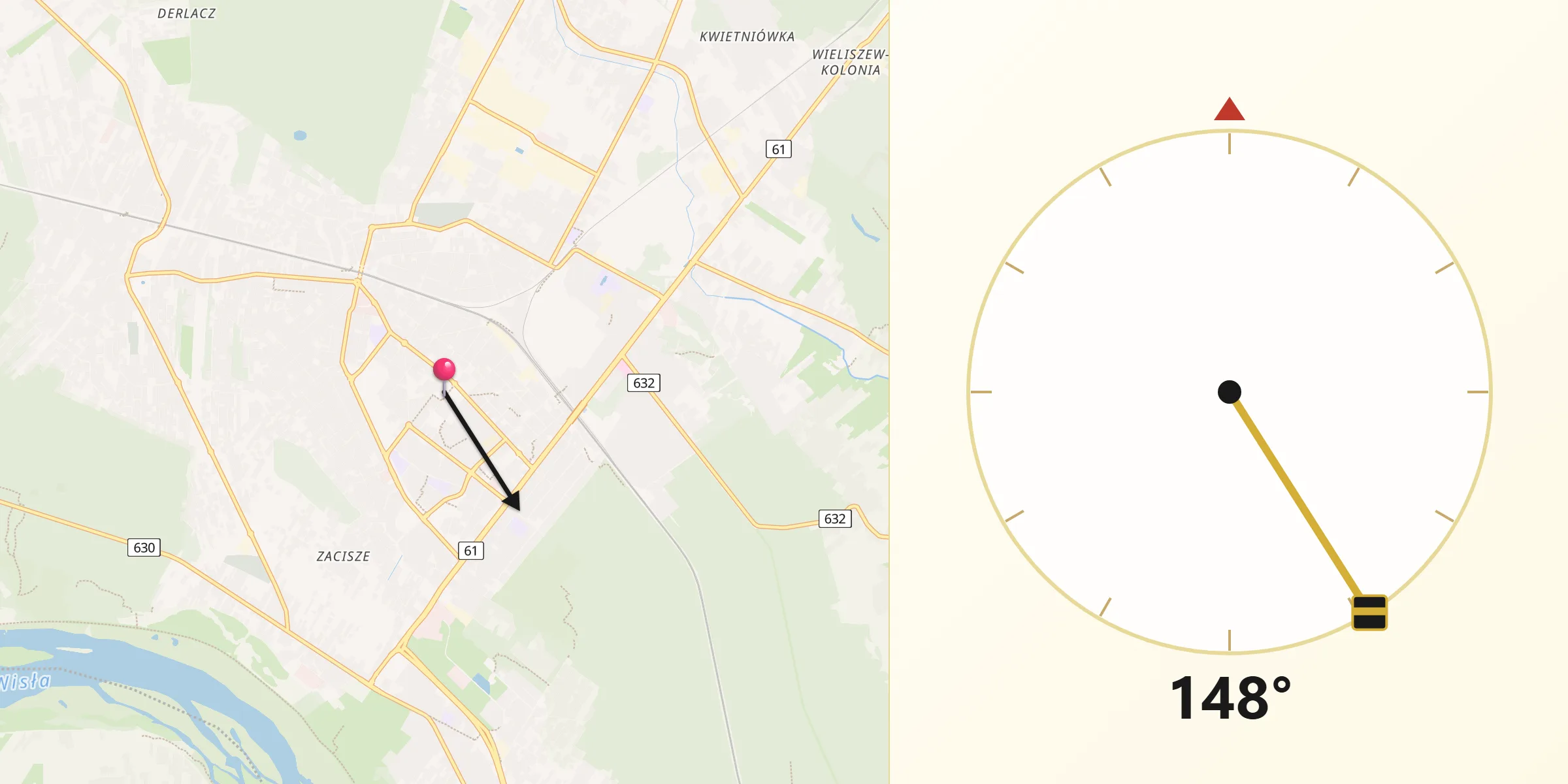 Kierunek Qibla z Legionowo