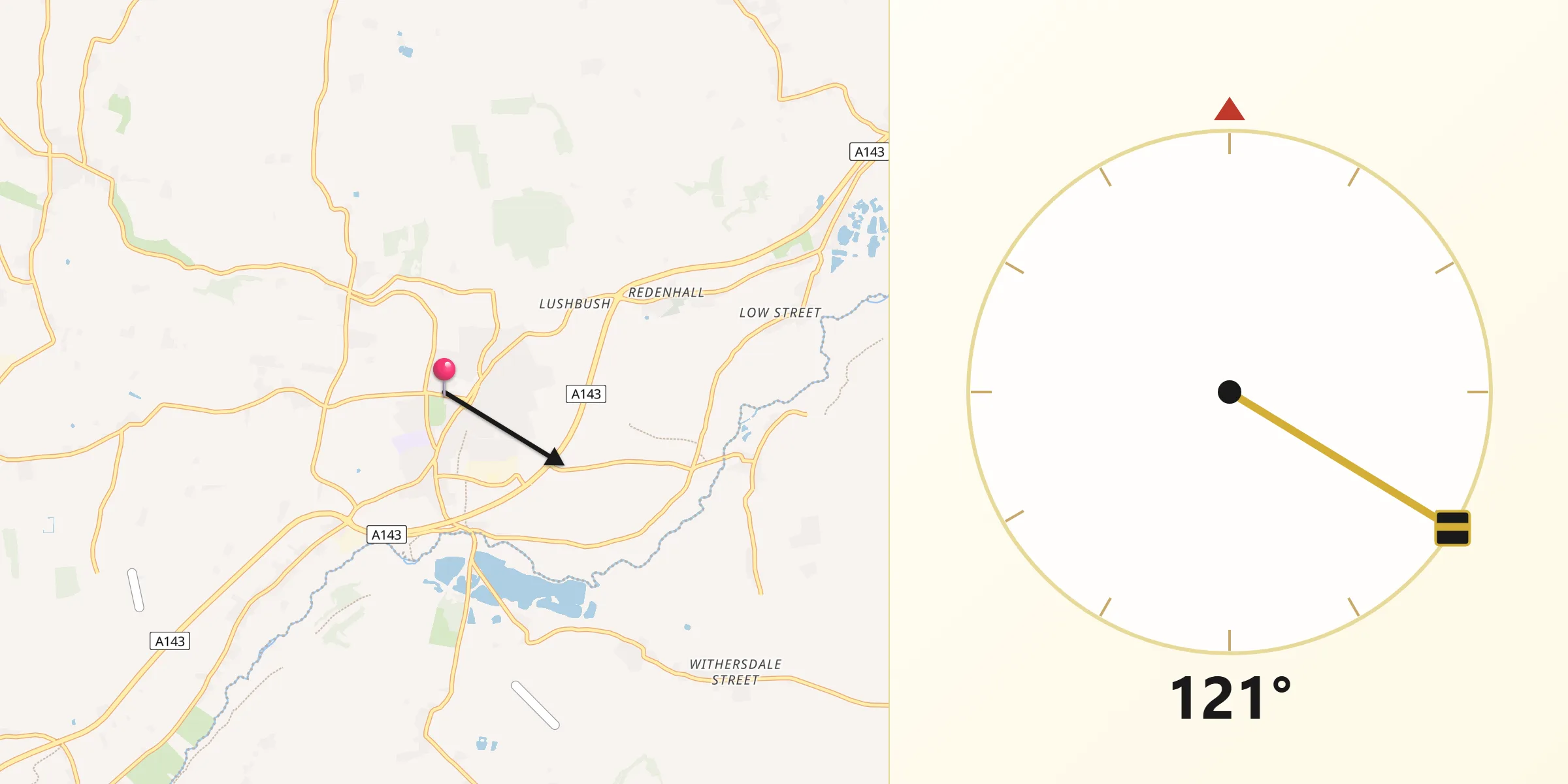 Qibla Direction from Harleston