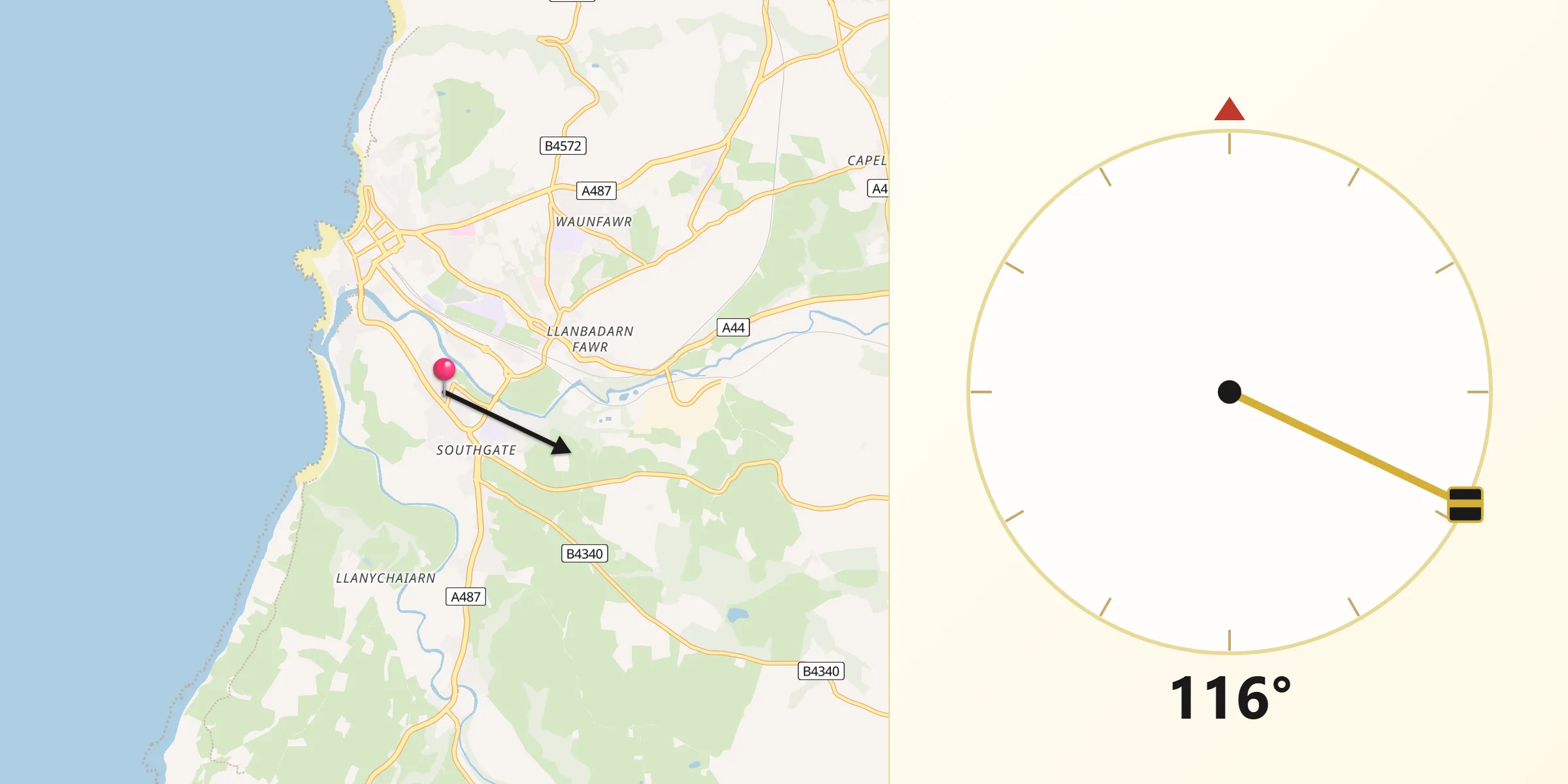 Qibla Direction from Penparcau