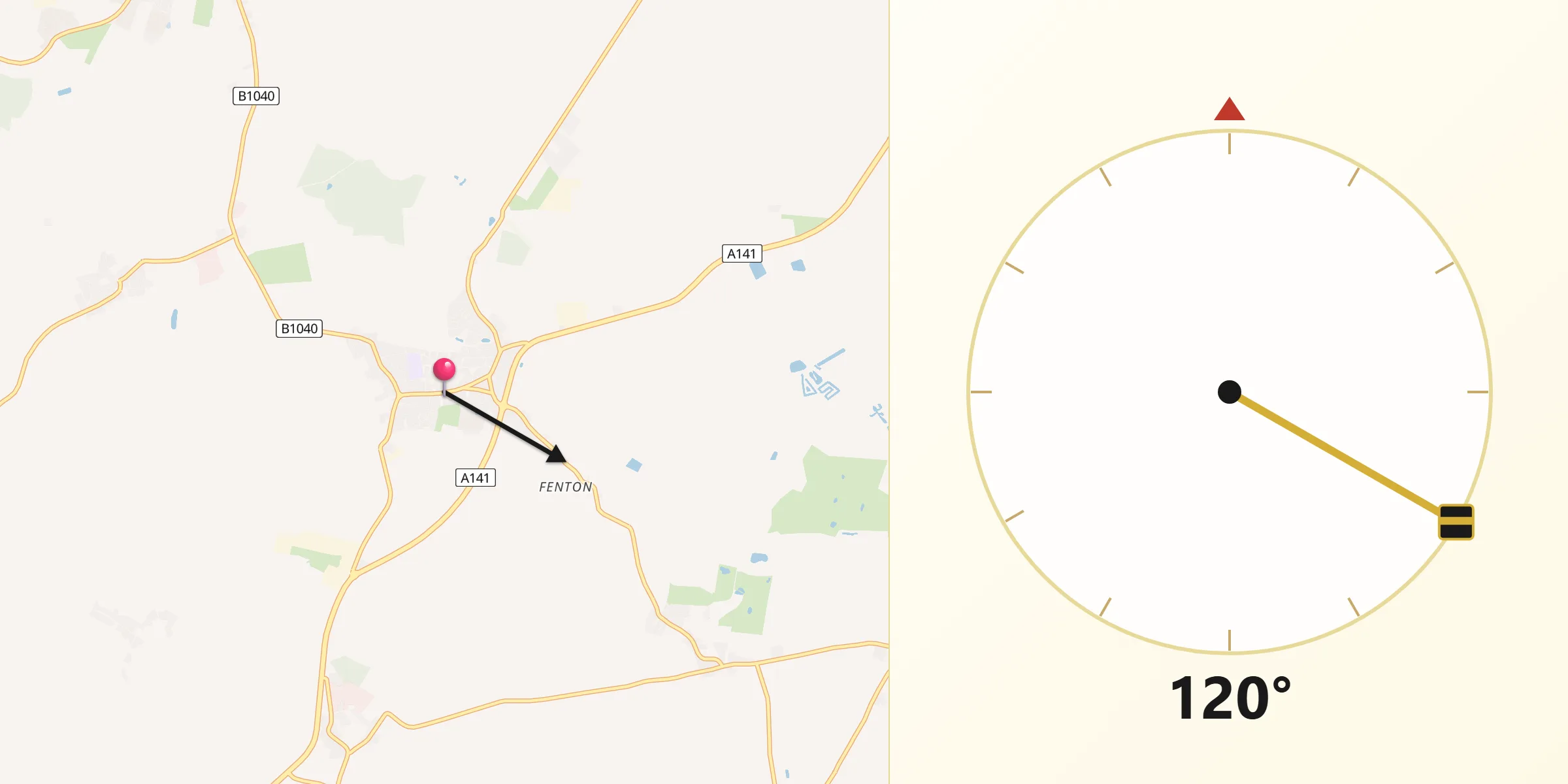 Qibla Direction from Warboys