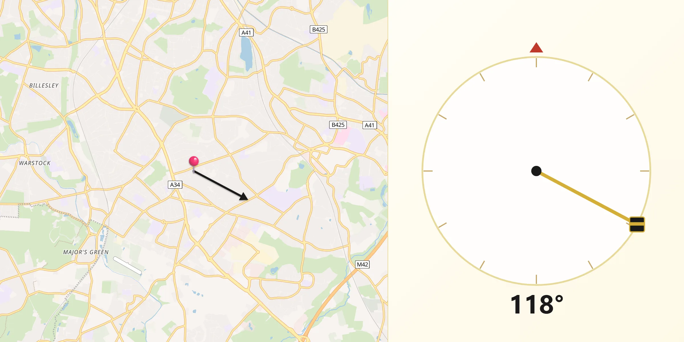 Qibla Direction from Shirley