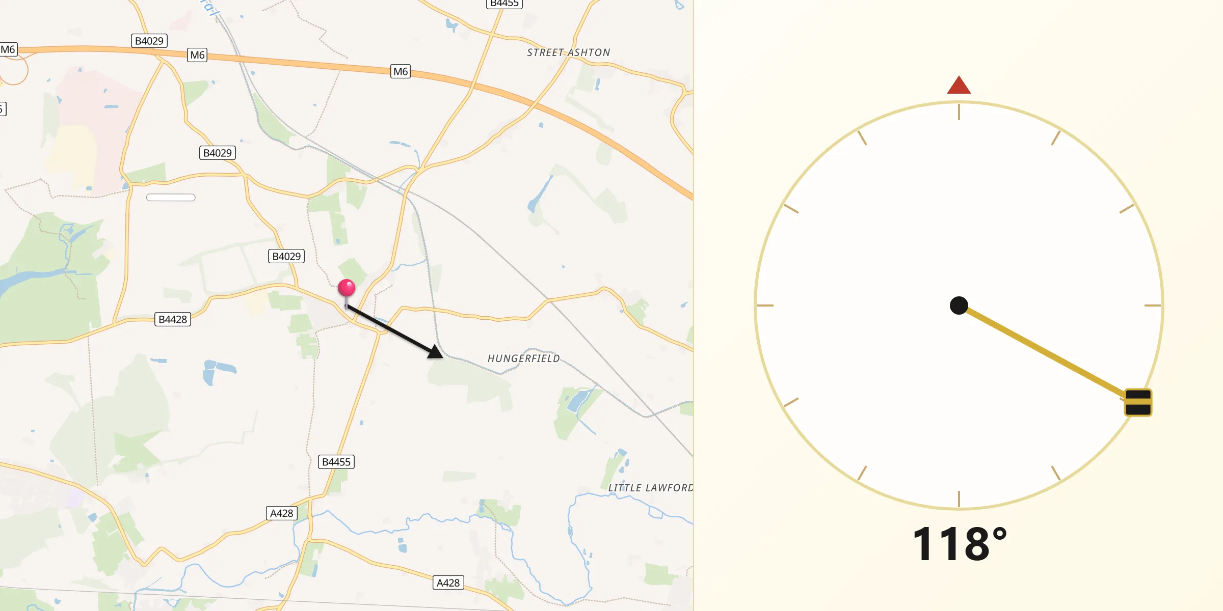 Qibla Direction from Brinklow