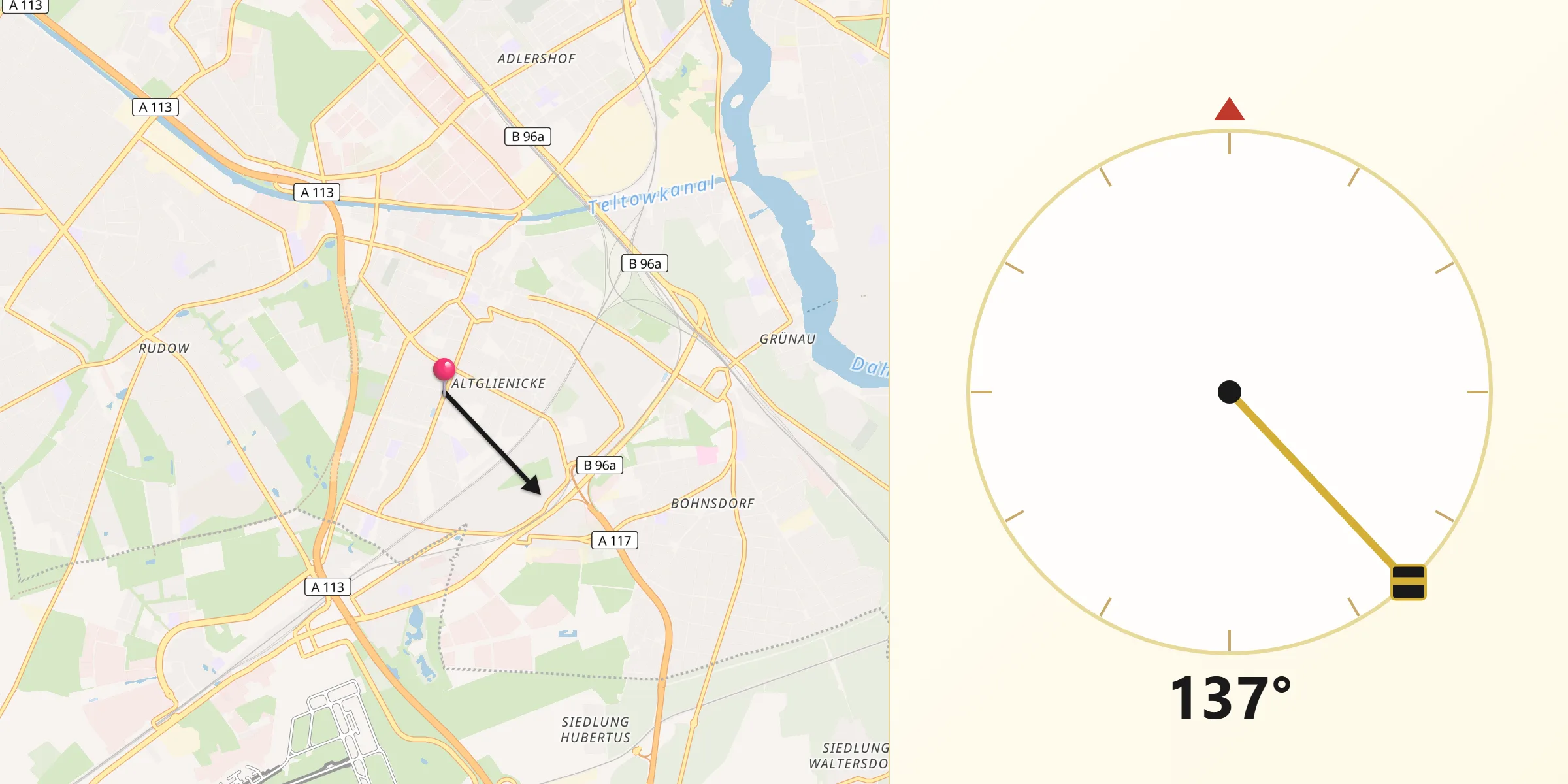 Qibla-Richtung von Altglienicke