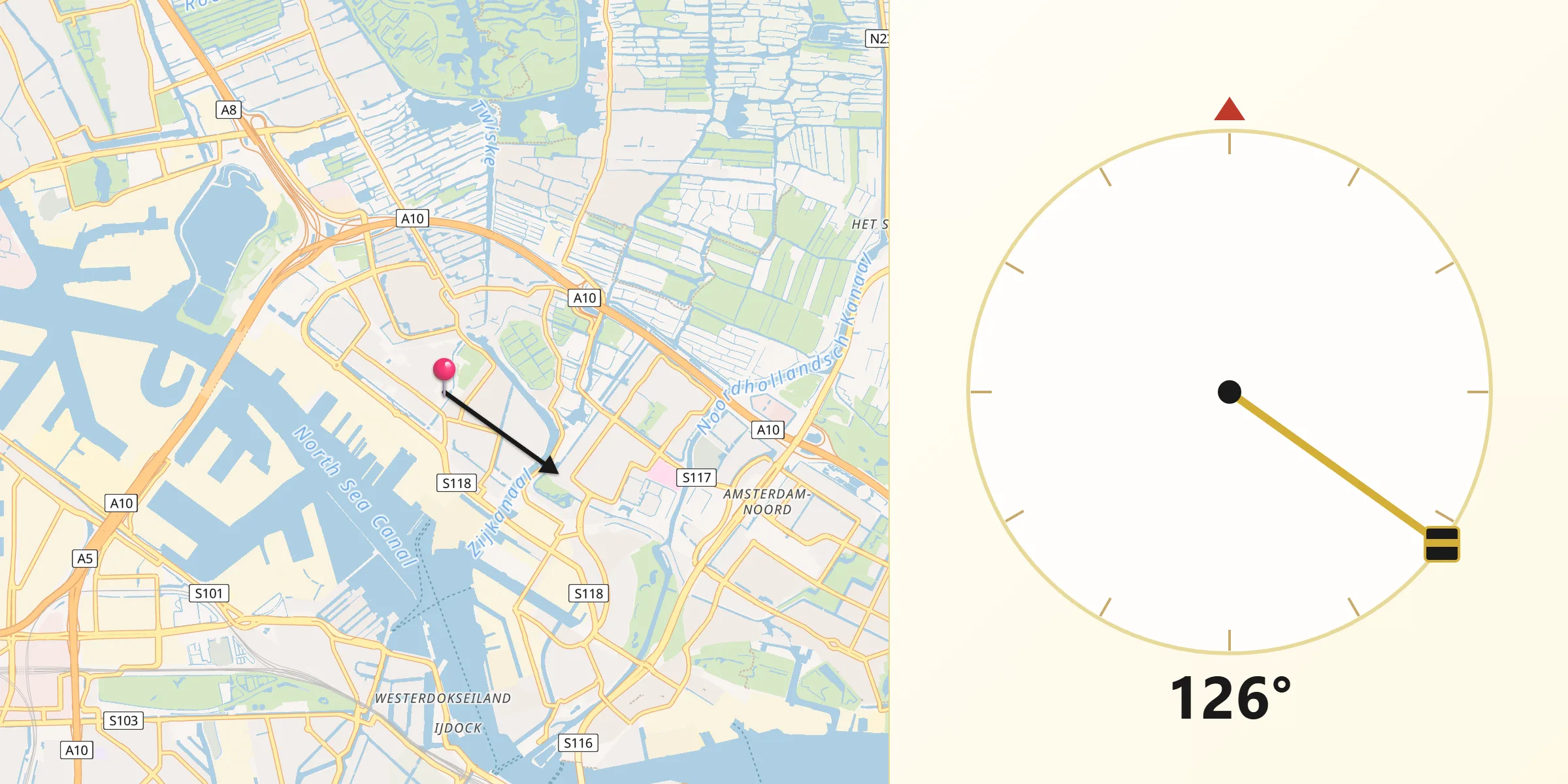 Qibla Richting vanaf Tuindorp Oostzaan