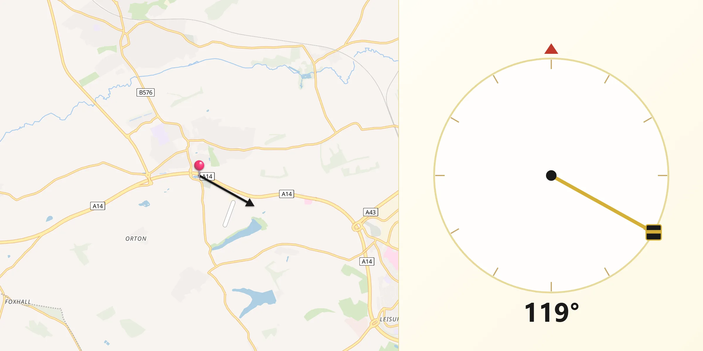 Qibla Direction from Rothwell