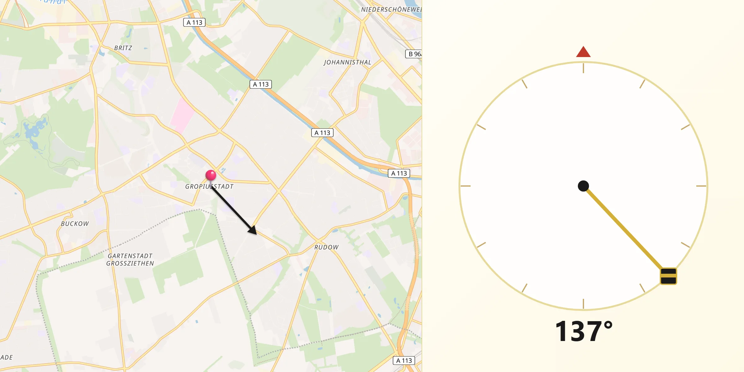 Qibla-Richtung von Berlin-Gropiusstadt