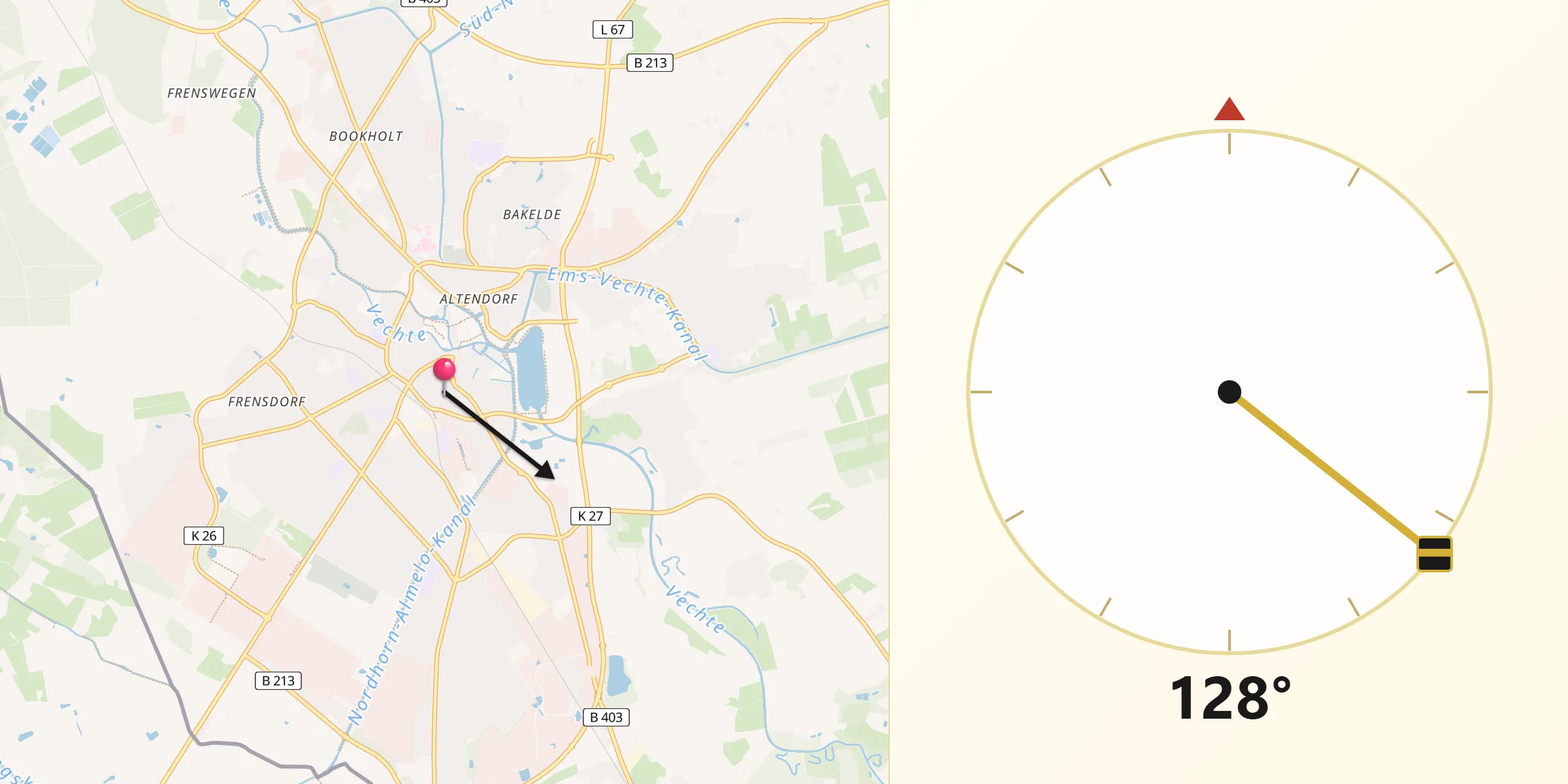 Nordhorn şehrinden Kıble Yönü