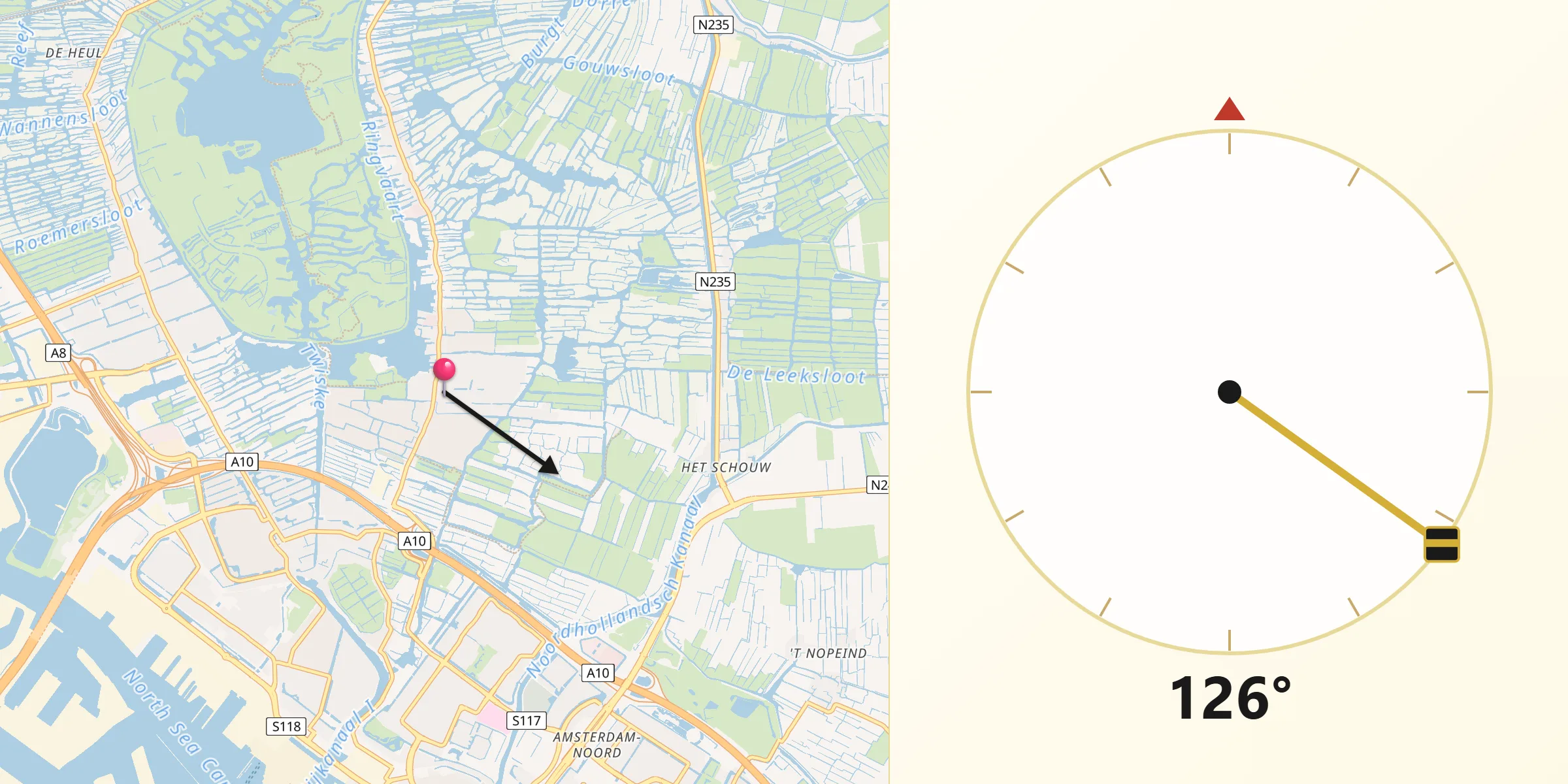 Qibla Richting vanaf Landsmeer