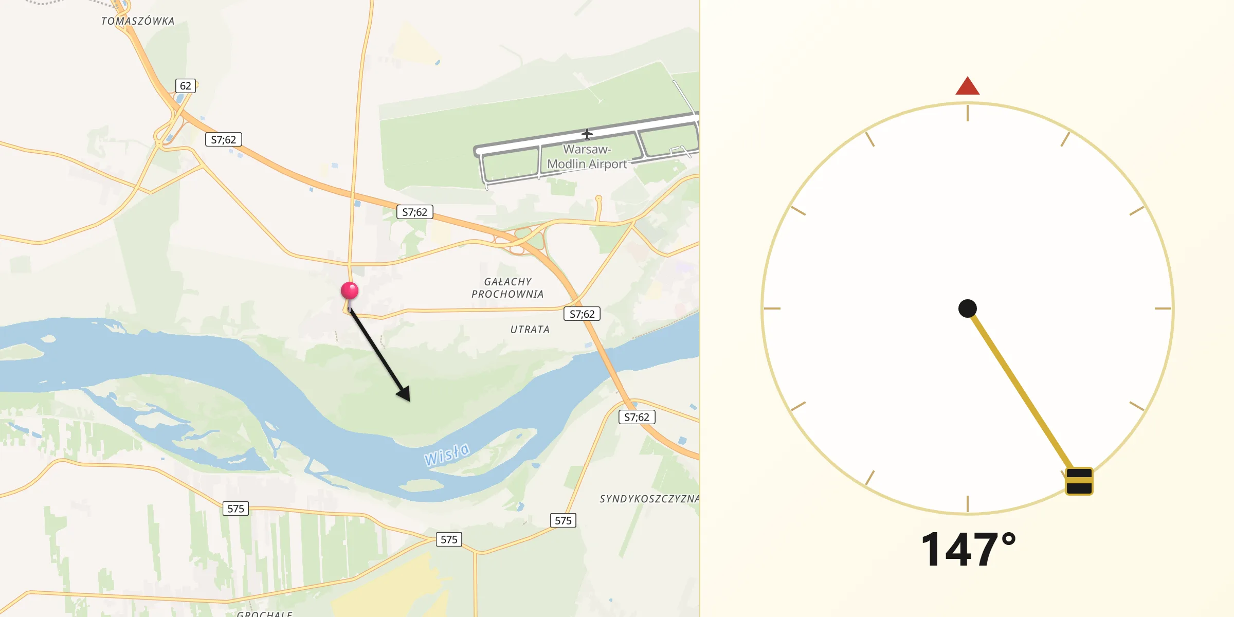 Kierunek Qibla z Zakroczym