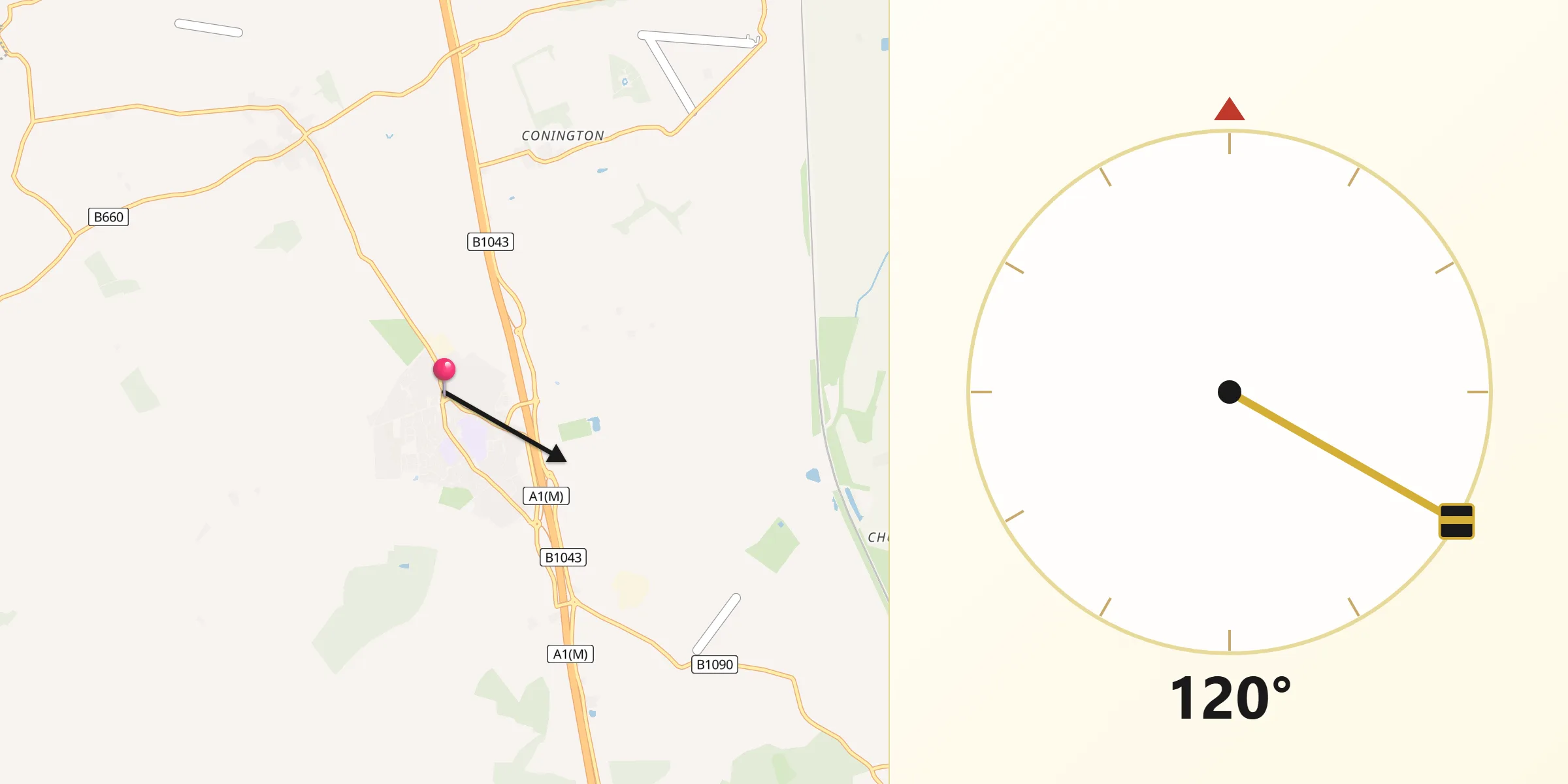 Qibla Direction from Sawtry