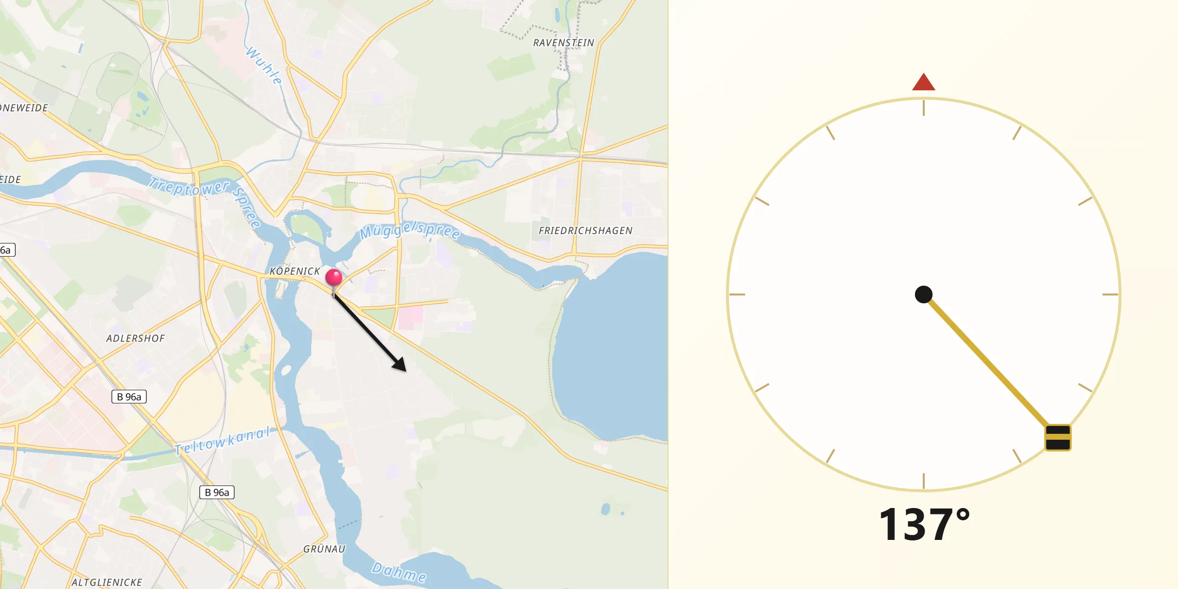 Qibla-Richtung von Köpenick