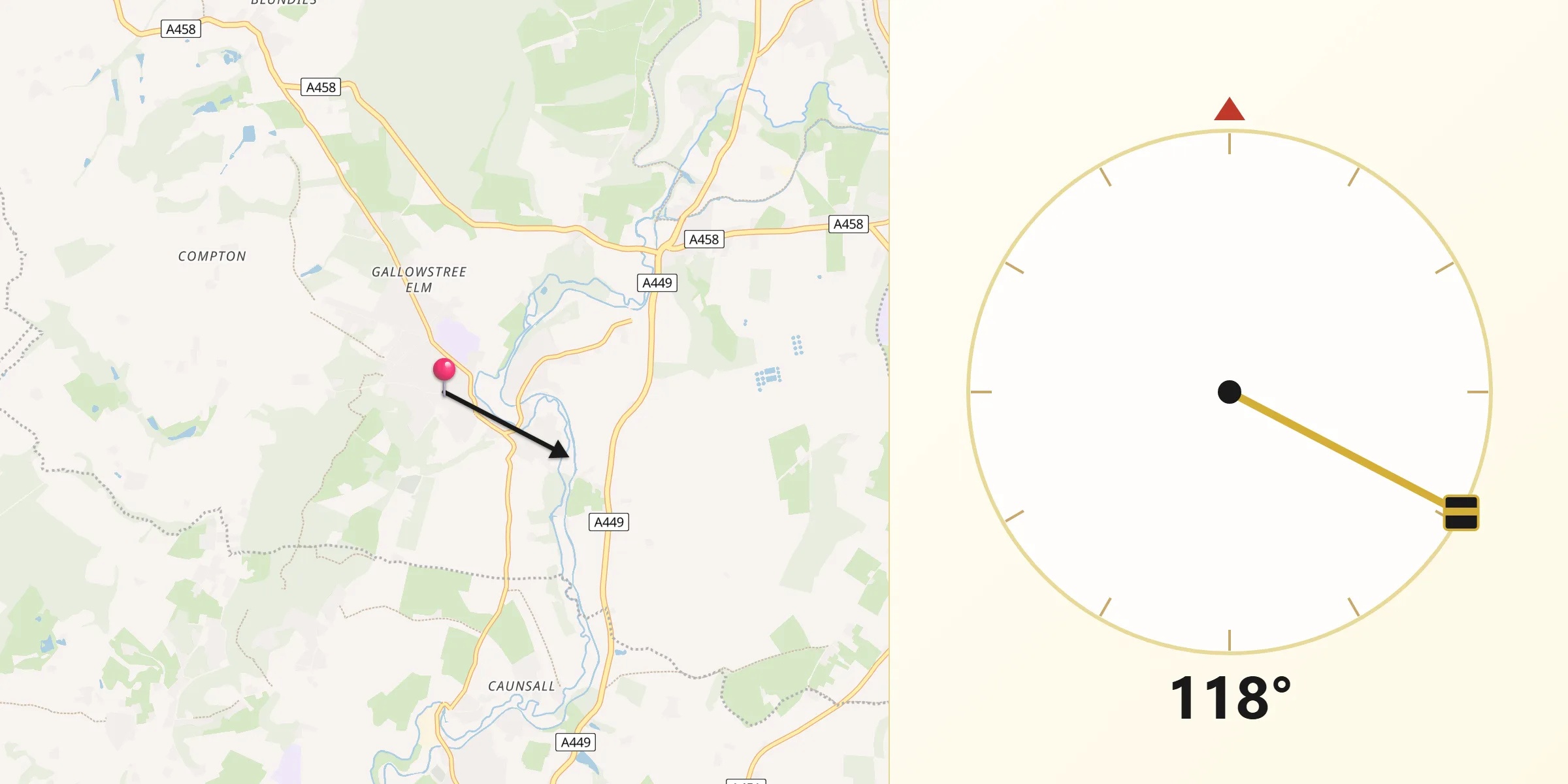 Qibla Direction from Kinvere